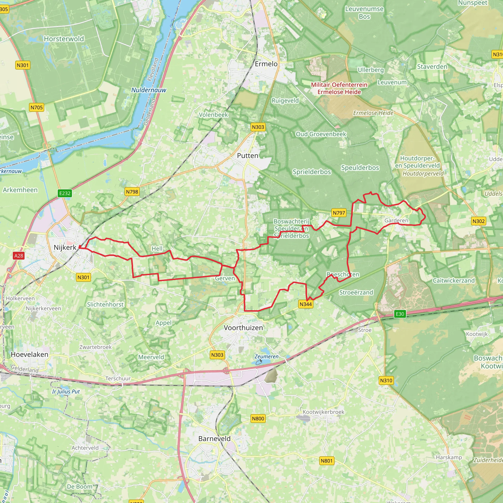 Kruishaarsche Heide, Huinerveld and Boeschoten Loop mobile static map