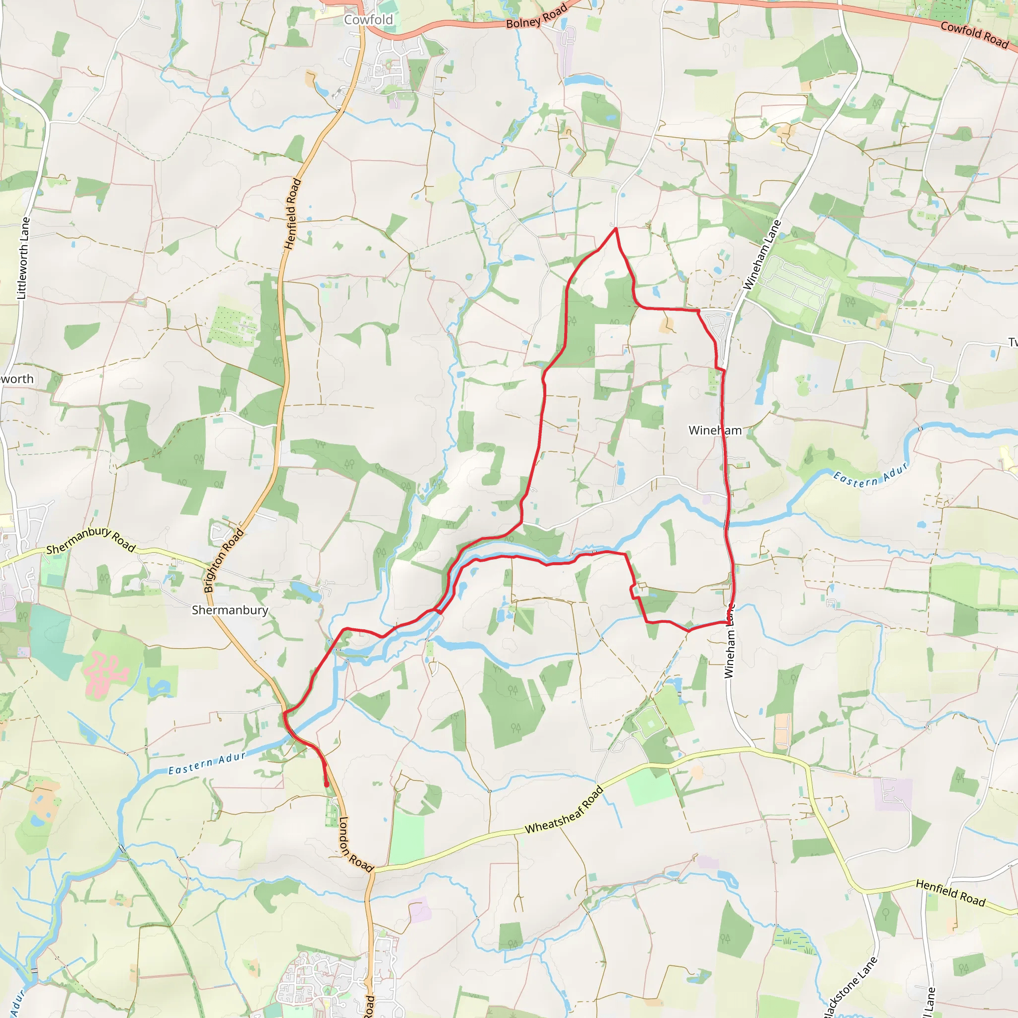 River Adur and Buckhatch Lane Walk mobile static map