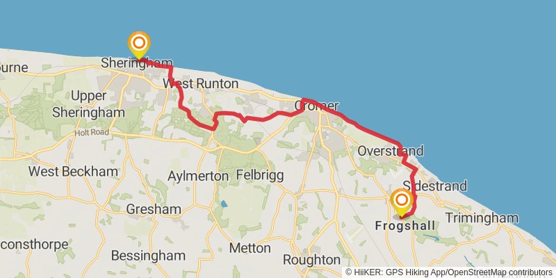 Burnham Thorpe to Portsmouth Walk stage 3 Map