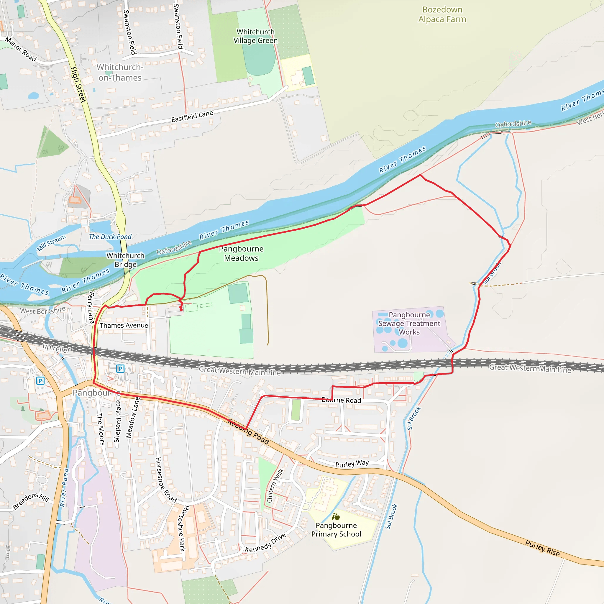 Whitchurch Bridge and Pangbourne Meadows Loop mobile static map