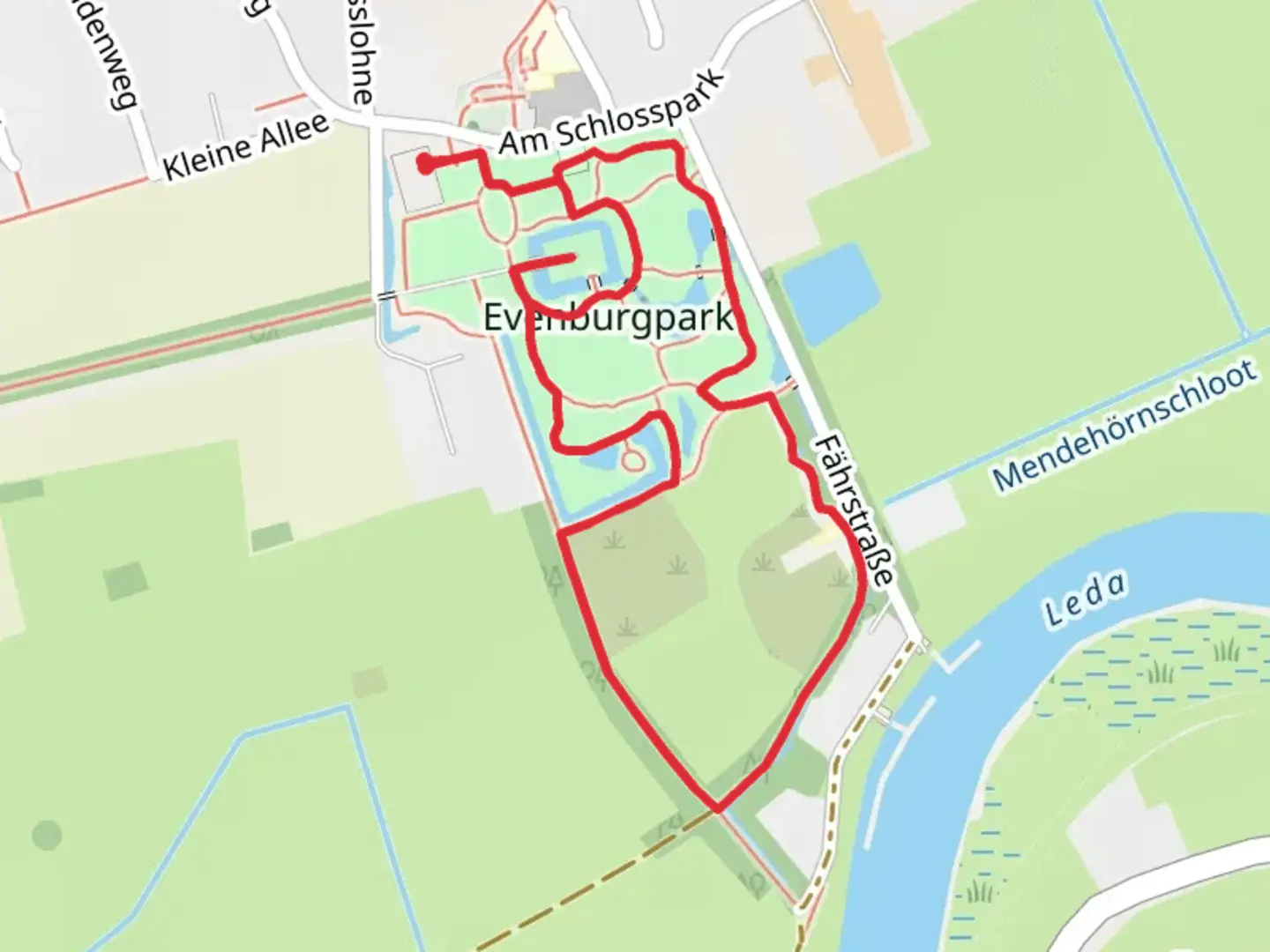 An image depicting the trail Evenburgpark Loop and its surrounding area.