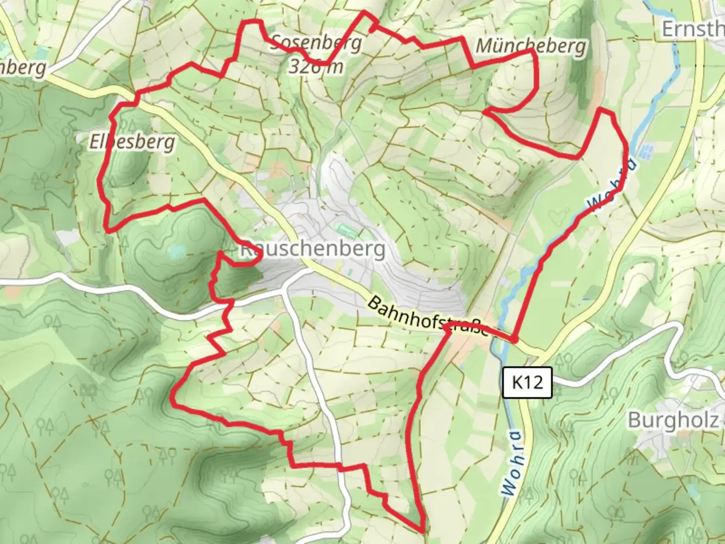 An image depicting the trail Rauschenberg Loop and its surrounding area.