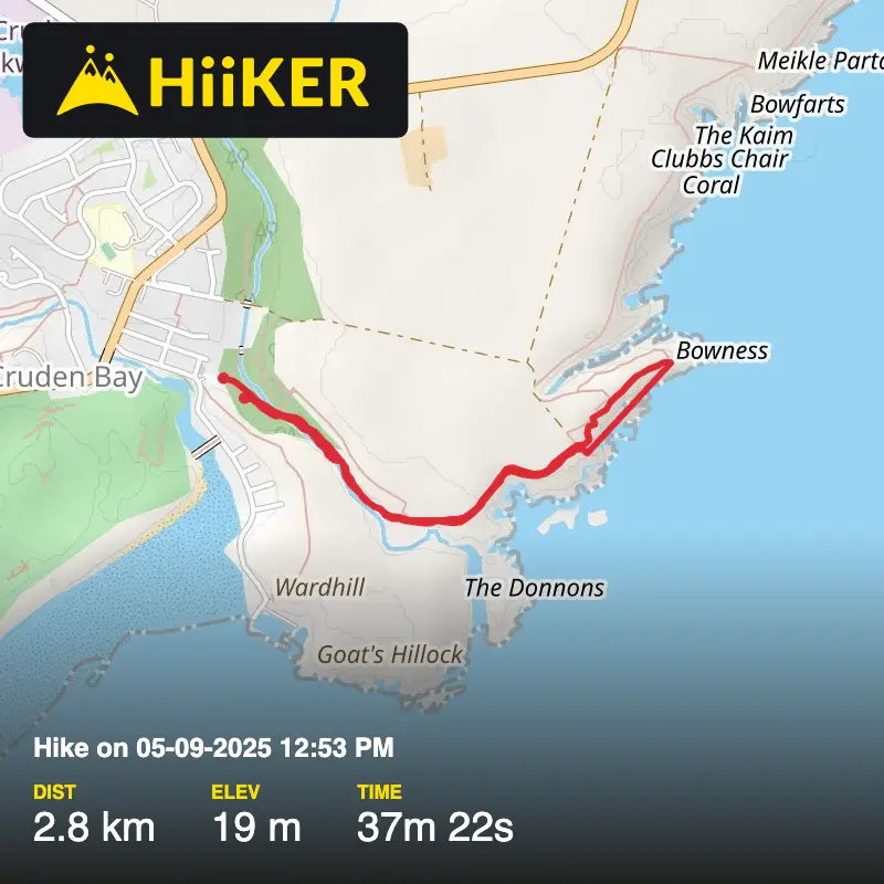 A map preview of the recording Hike on 05-09-2025 12:53 PM.