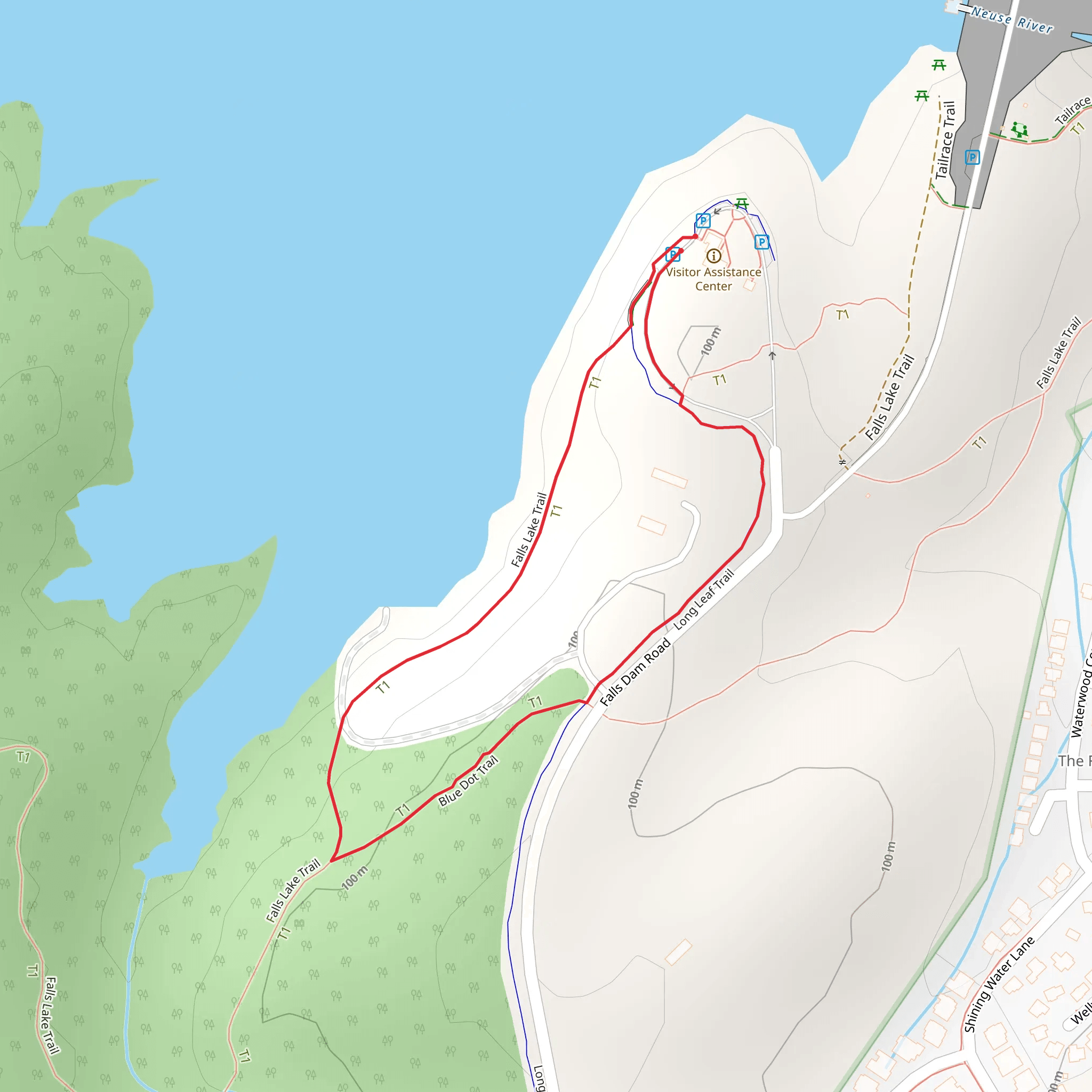 Blue Dot Trail and Falls Lake Trail mobile static map