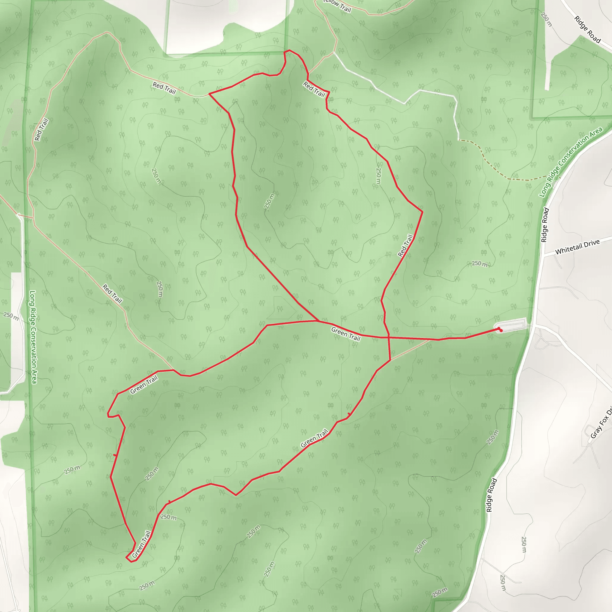 Red Trail and Green Trail Loop from Ridge Road mobile static map