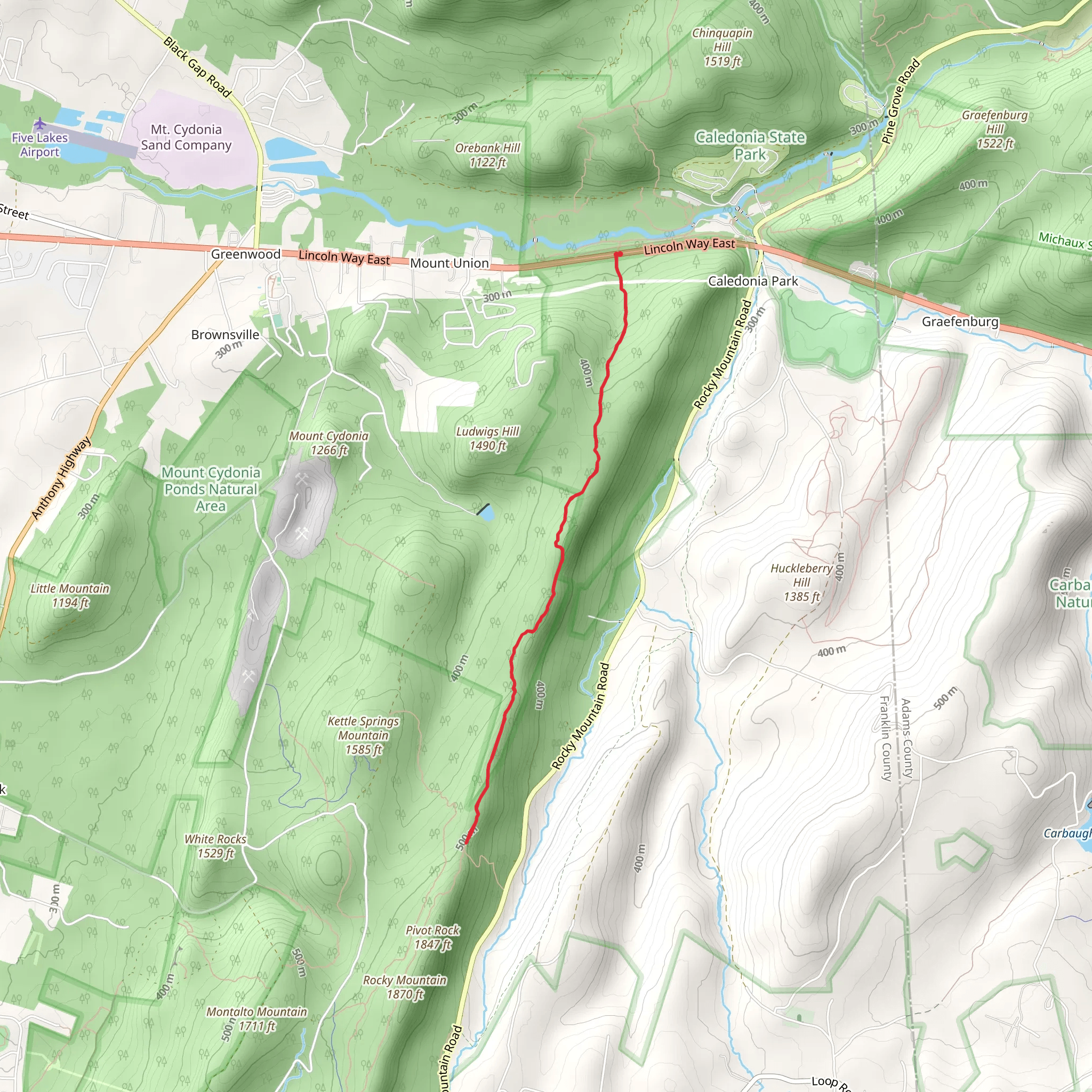 Rocky Mountain from Lincoln Way East Road mobile static map
