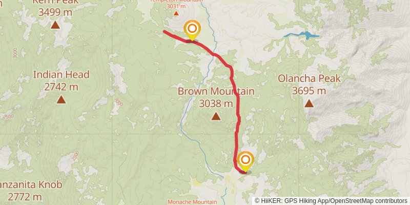 Strawberry Meadow to Monache Trail stage 2 Map