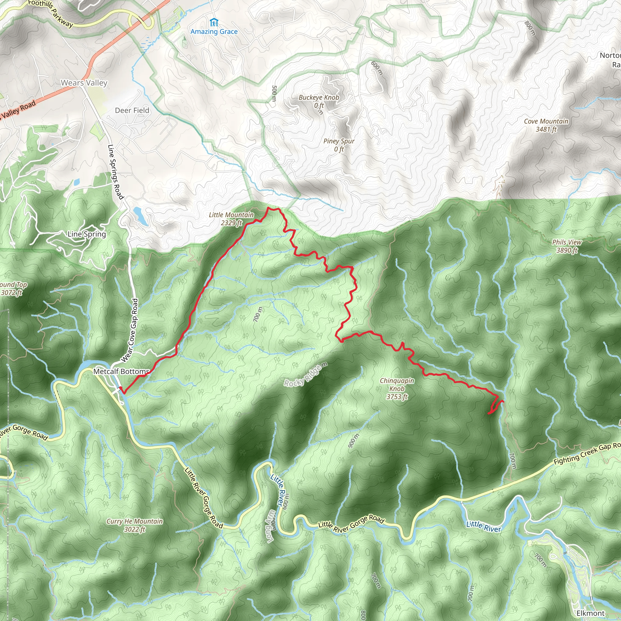 Little Brier Gap and Little Greenbrier Trail mobile static map