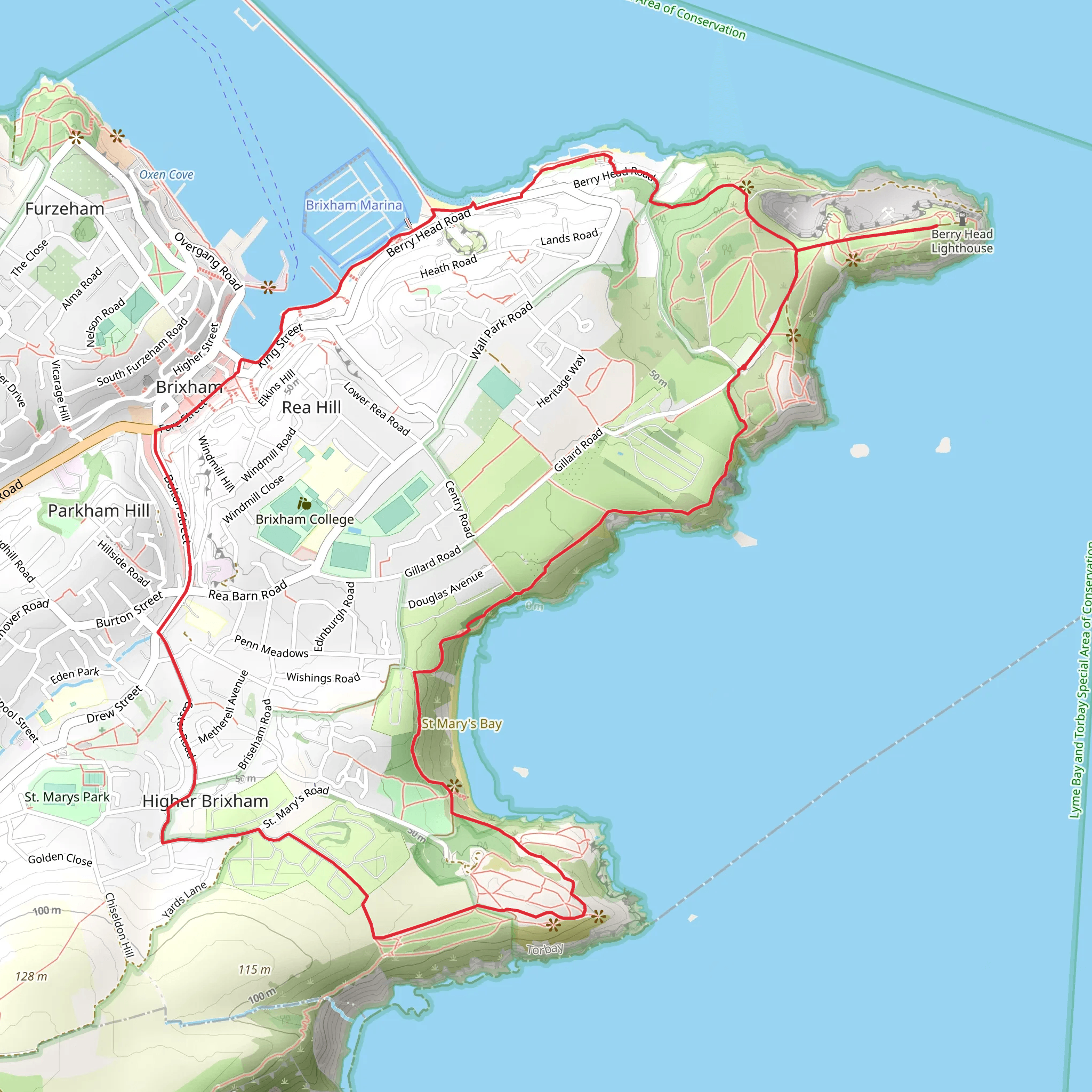 Brixham Headlands Walk mobile static map