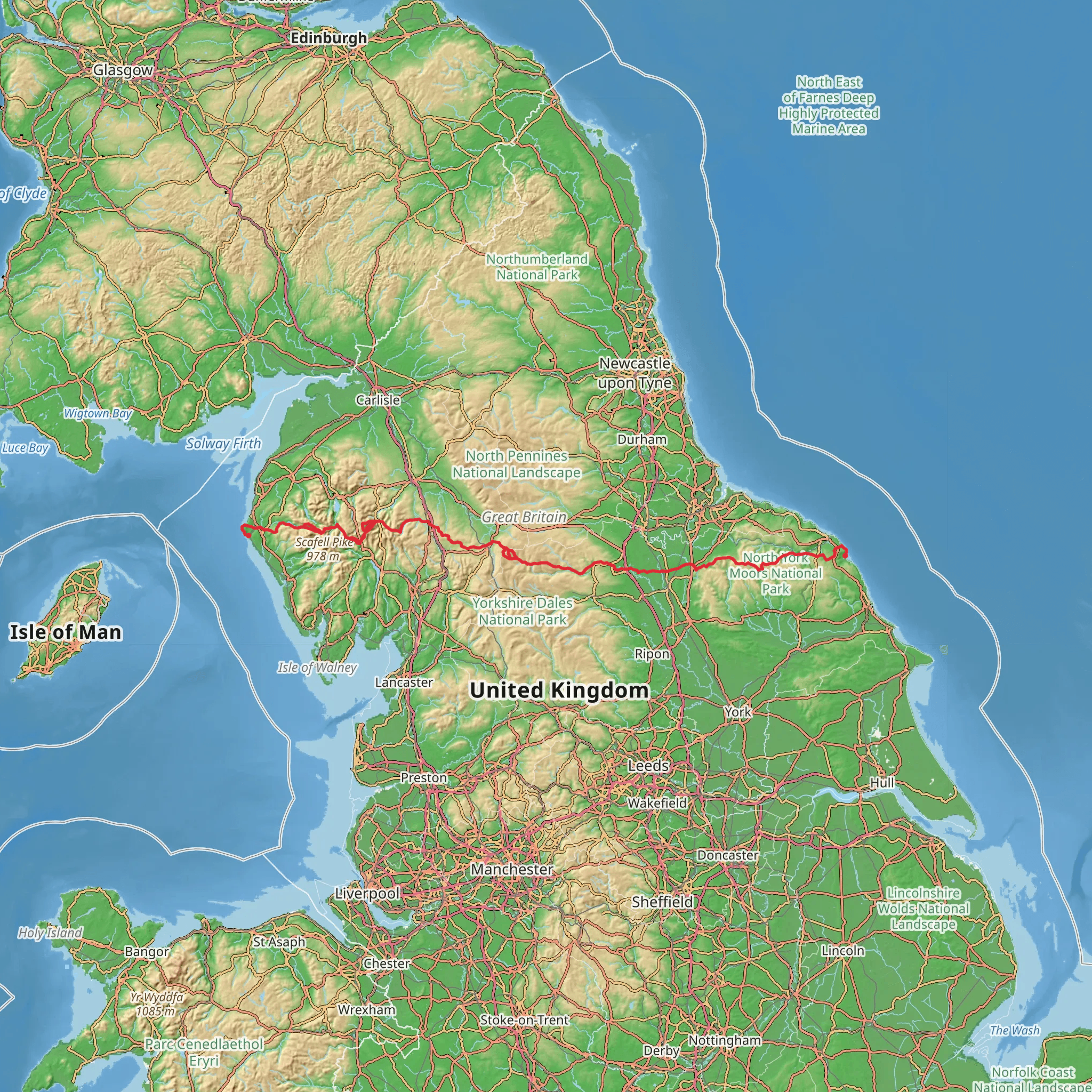 Coast to Coast Walk mobile static map