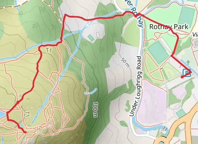 Todd Crag Walk from Ambleside mobile static map