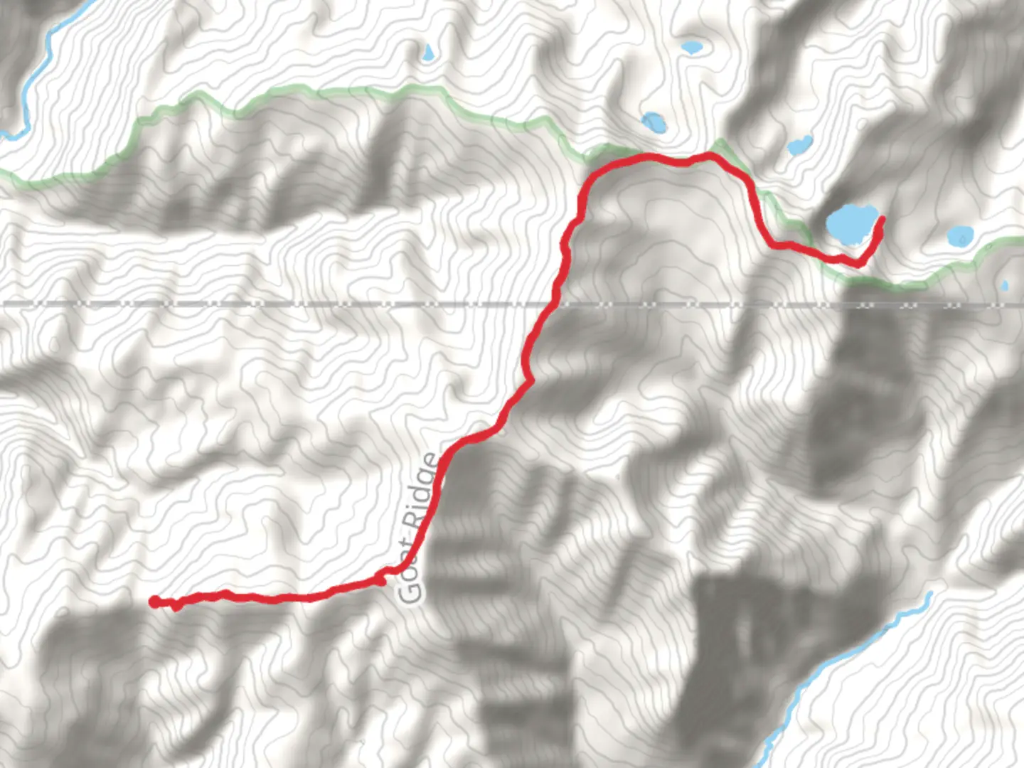 An image depicting the trail Heart Lake via Smith Ridge Road and its surrounding area.