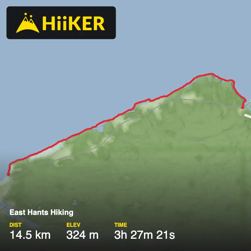 A map preview of the recording East Hants Hiking.