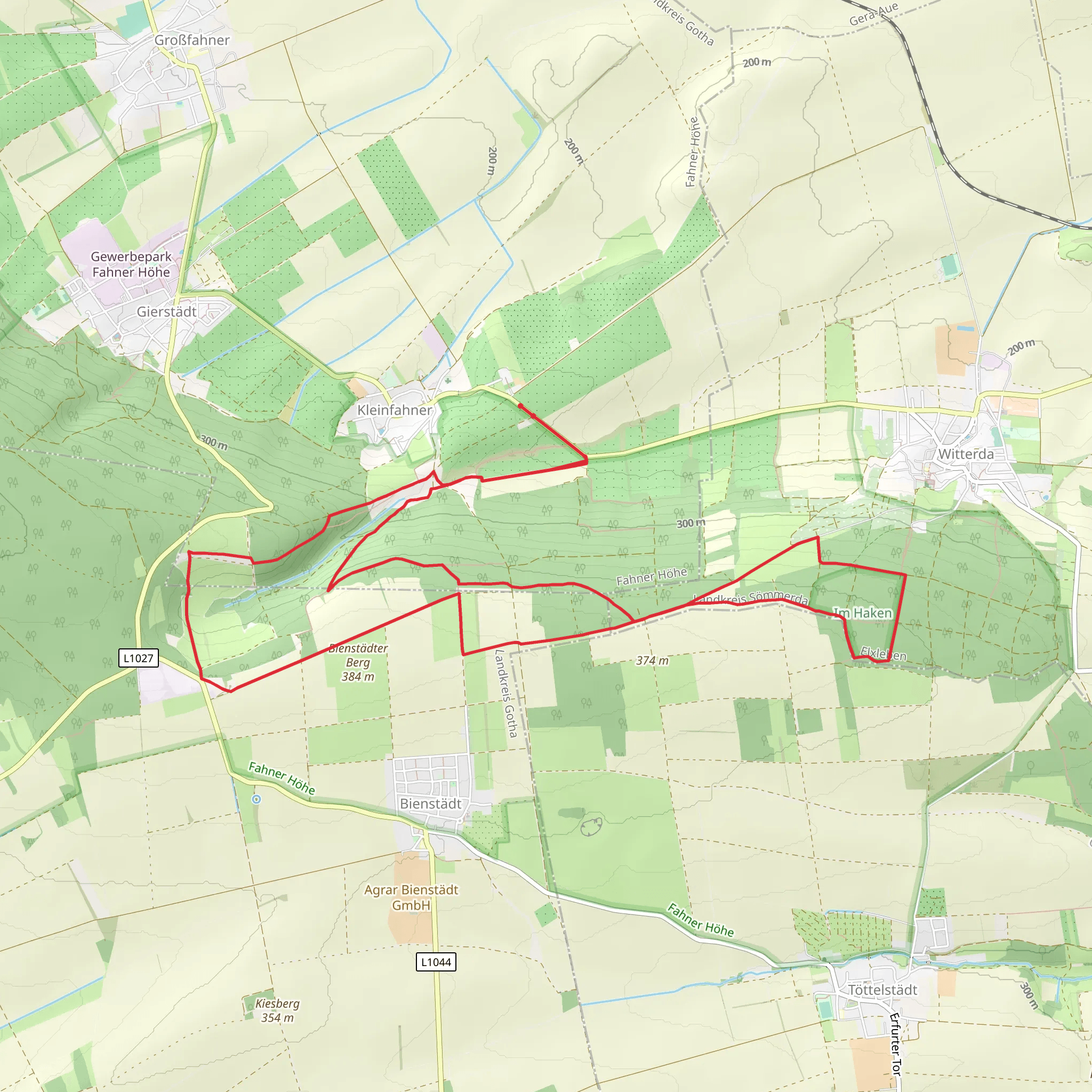 Im Haken and Biendtadter Berg Loop mobile static map