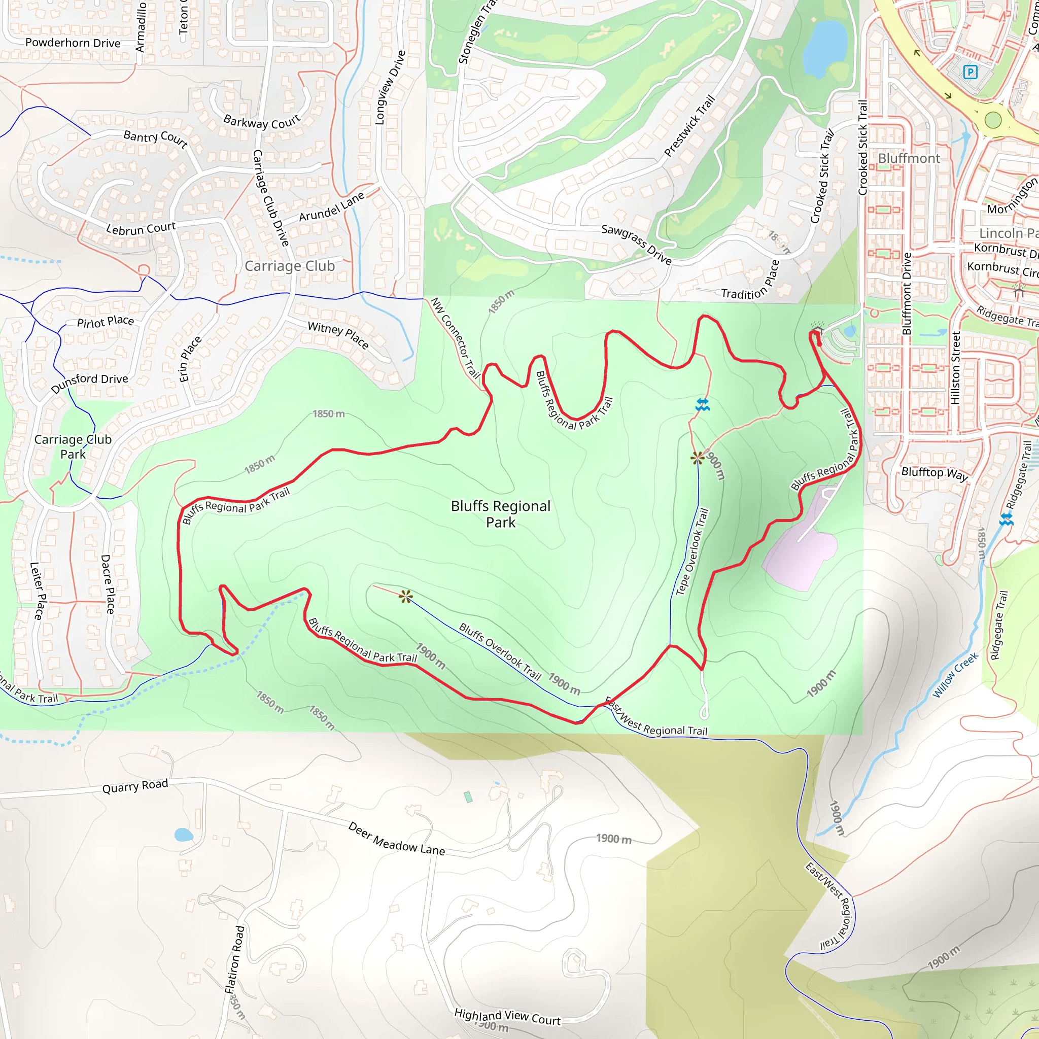 Bluffs Regional Park Loop Trail mobile static map