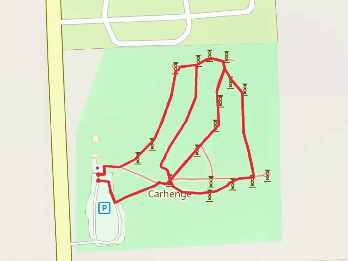 An image depicting the trail Carhenge Park Loop and its surrounding area.