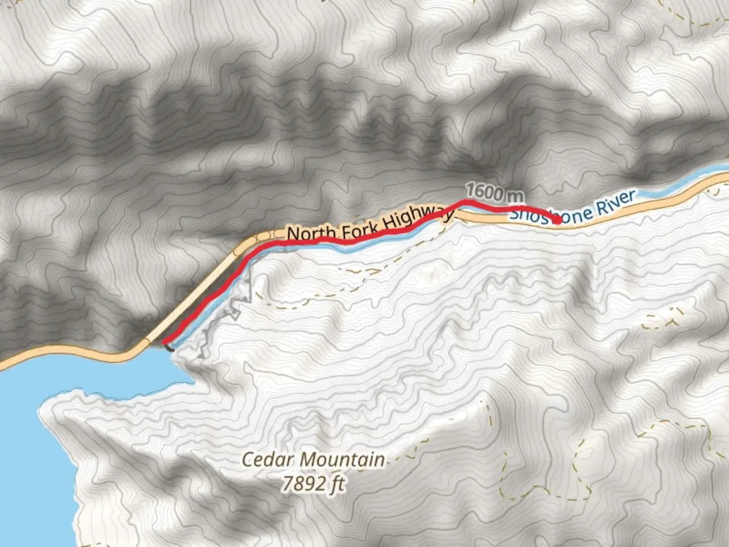 An image depicting the trail Shoshone River - North Fork and its surrounding area.