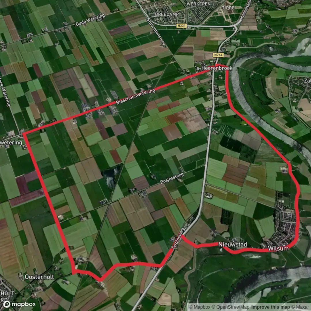 An image depicting the trail Wilsum and Kamper Wetering Loop and its surrounding area.