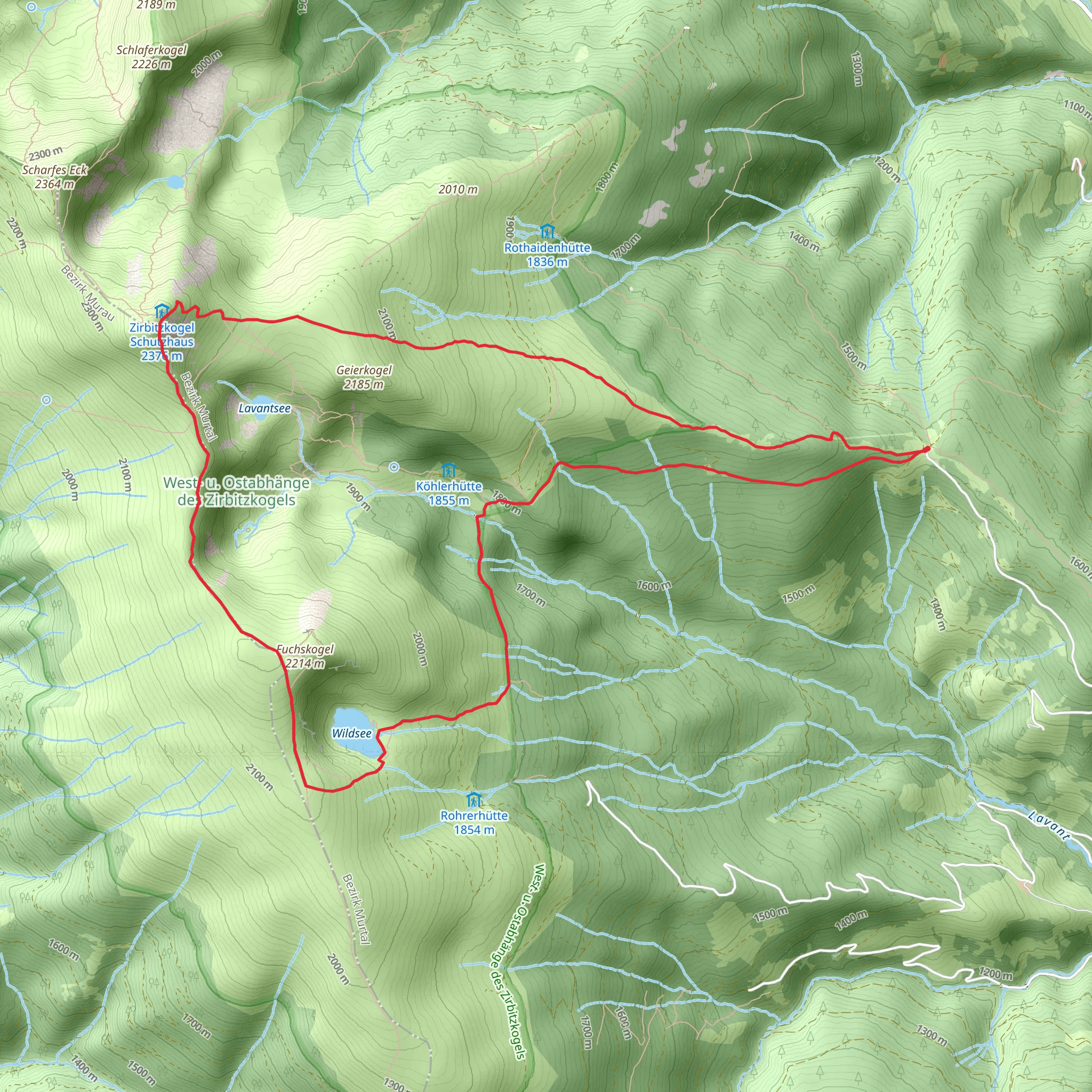 Waldheimhütte Hut to Zirbitzkogel mobile static map