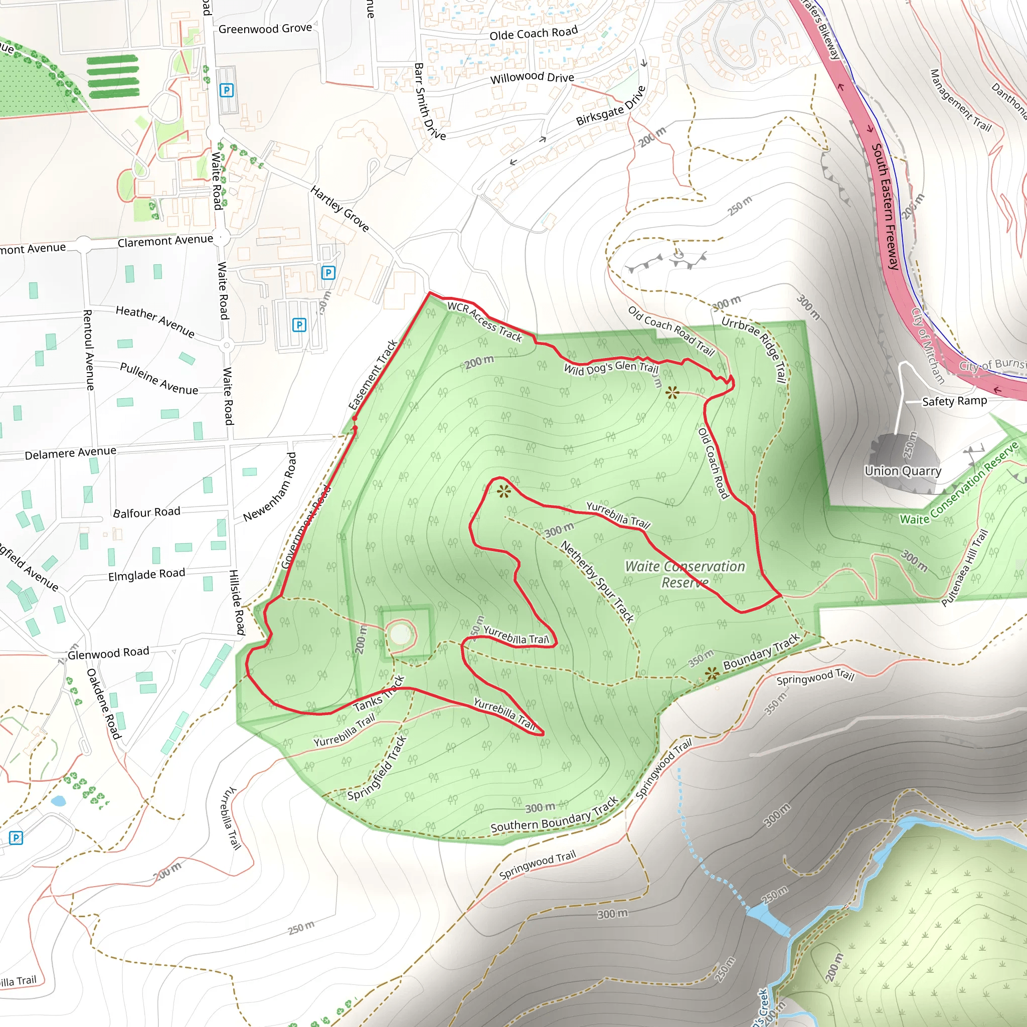 Waite Conservation Reserve Loop Walking Trail mobile static map