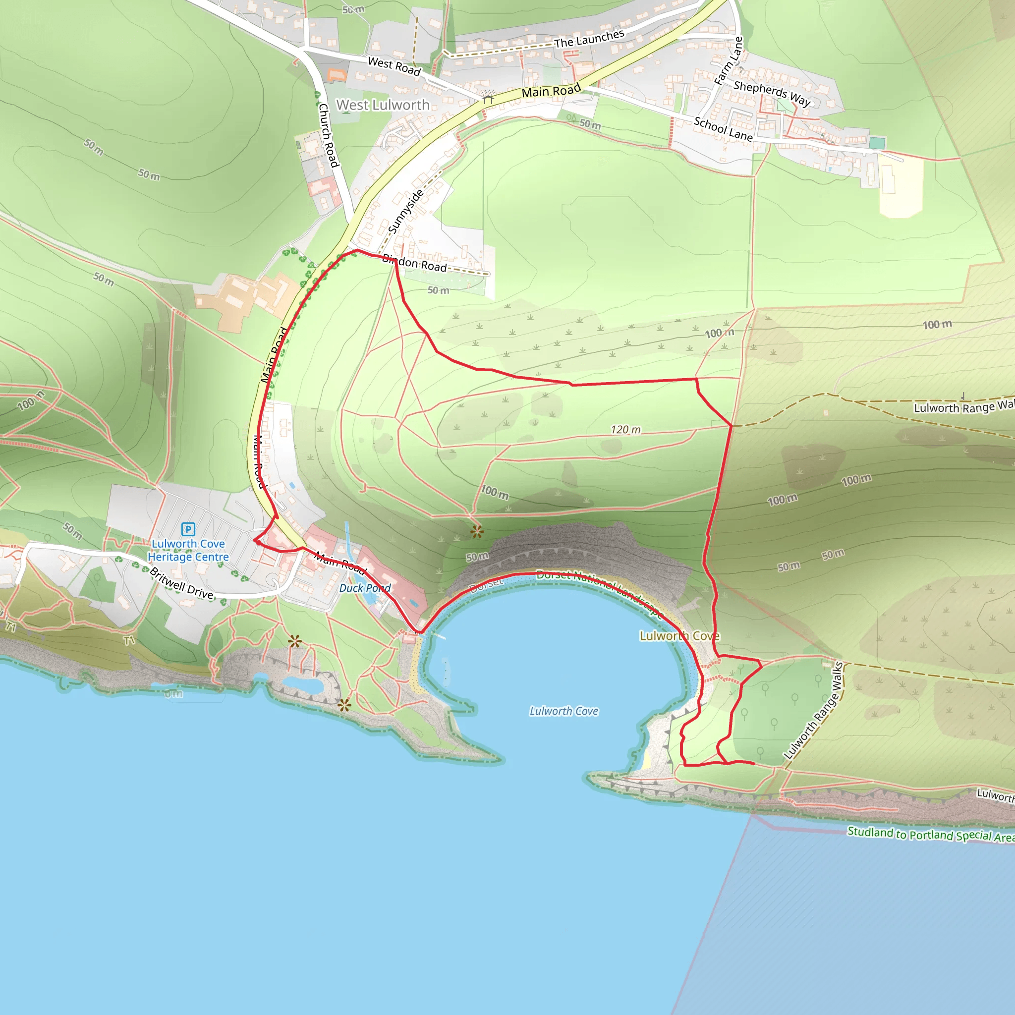 Lulworth Cove Loop mobile static map