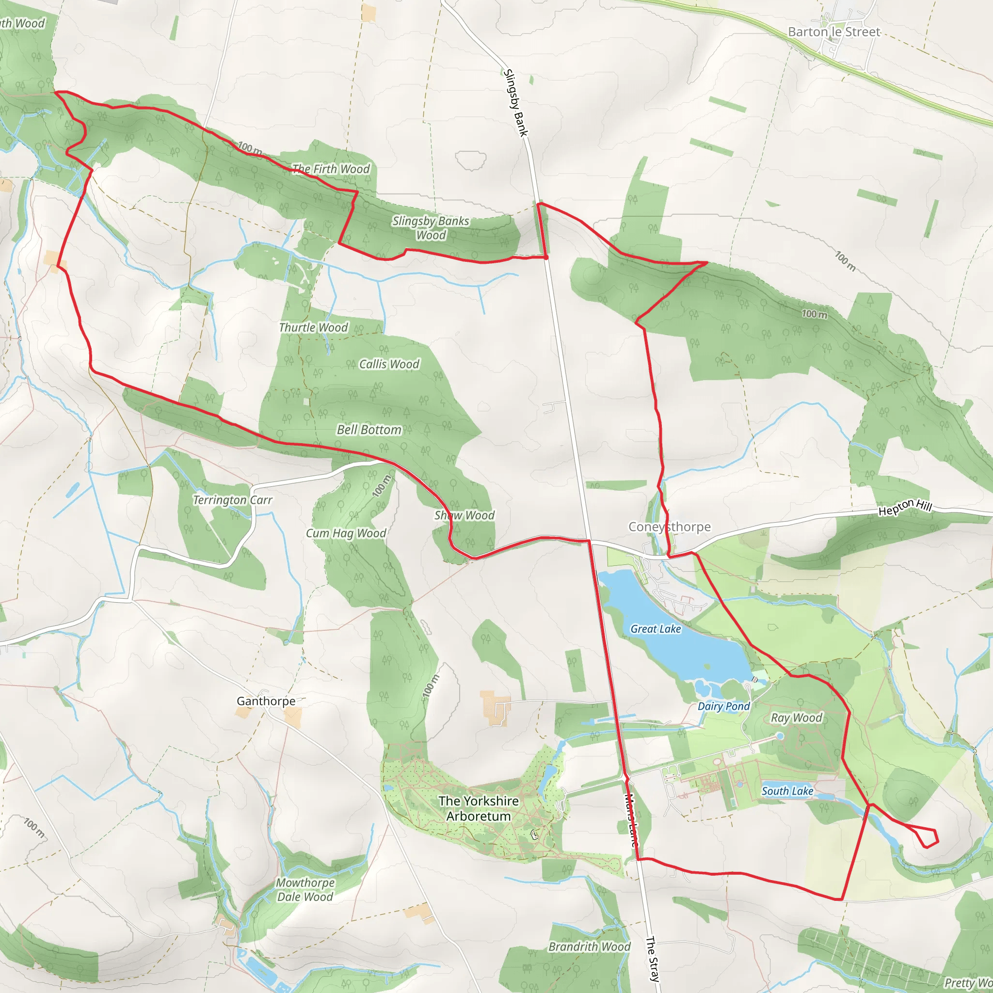 Coneysthorpe - Castle Howard - Hollin Hill and Slingsby Bank mobile static map