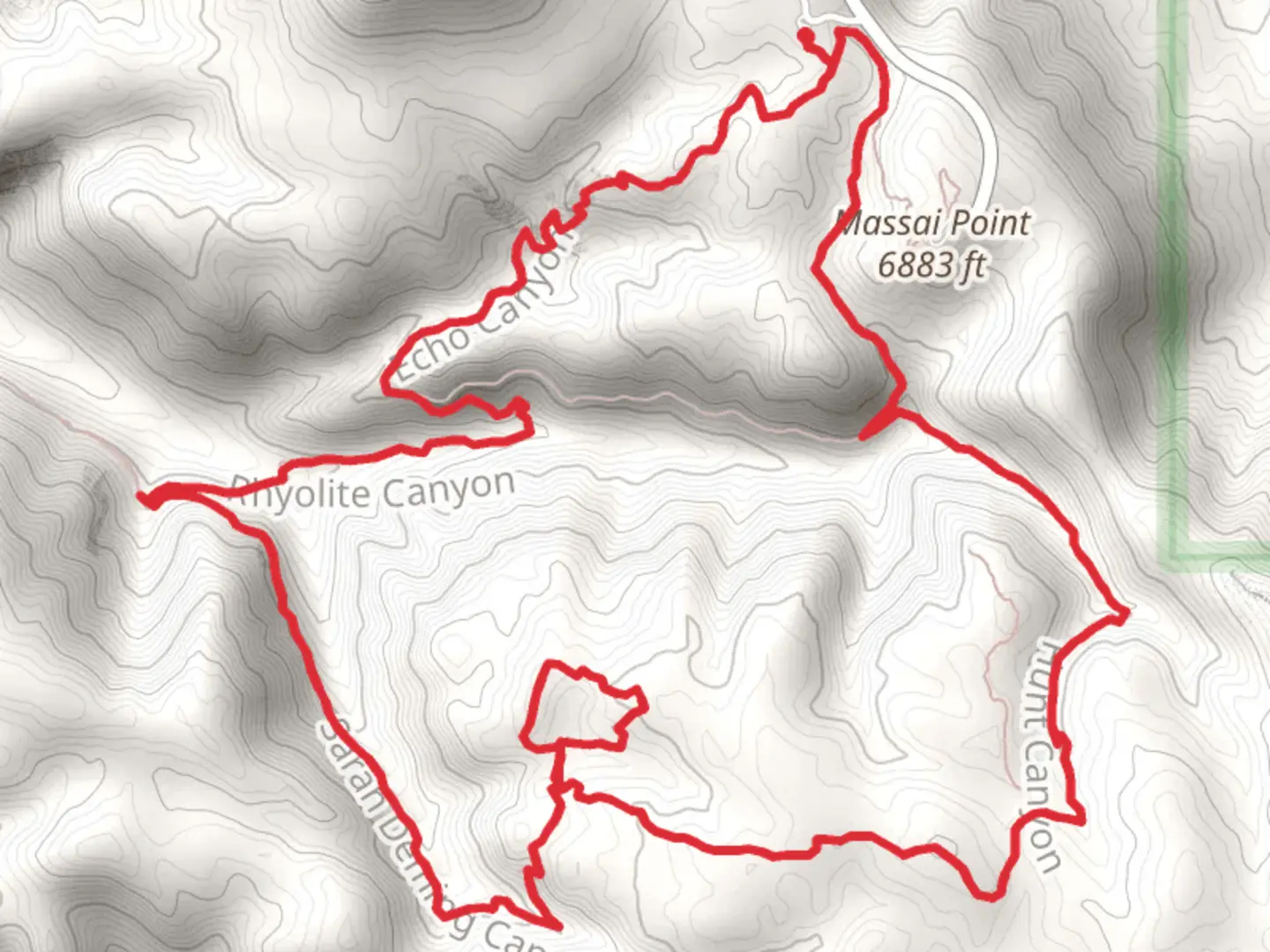 An image depicting the trail Echo Canyon Loop and its surrounding area.