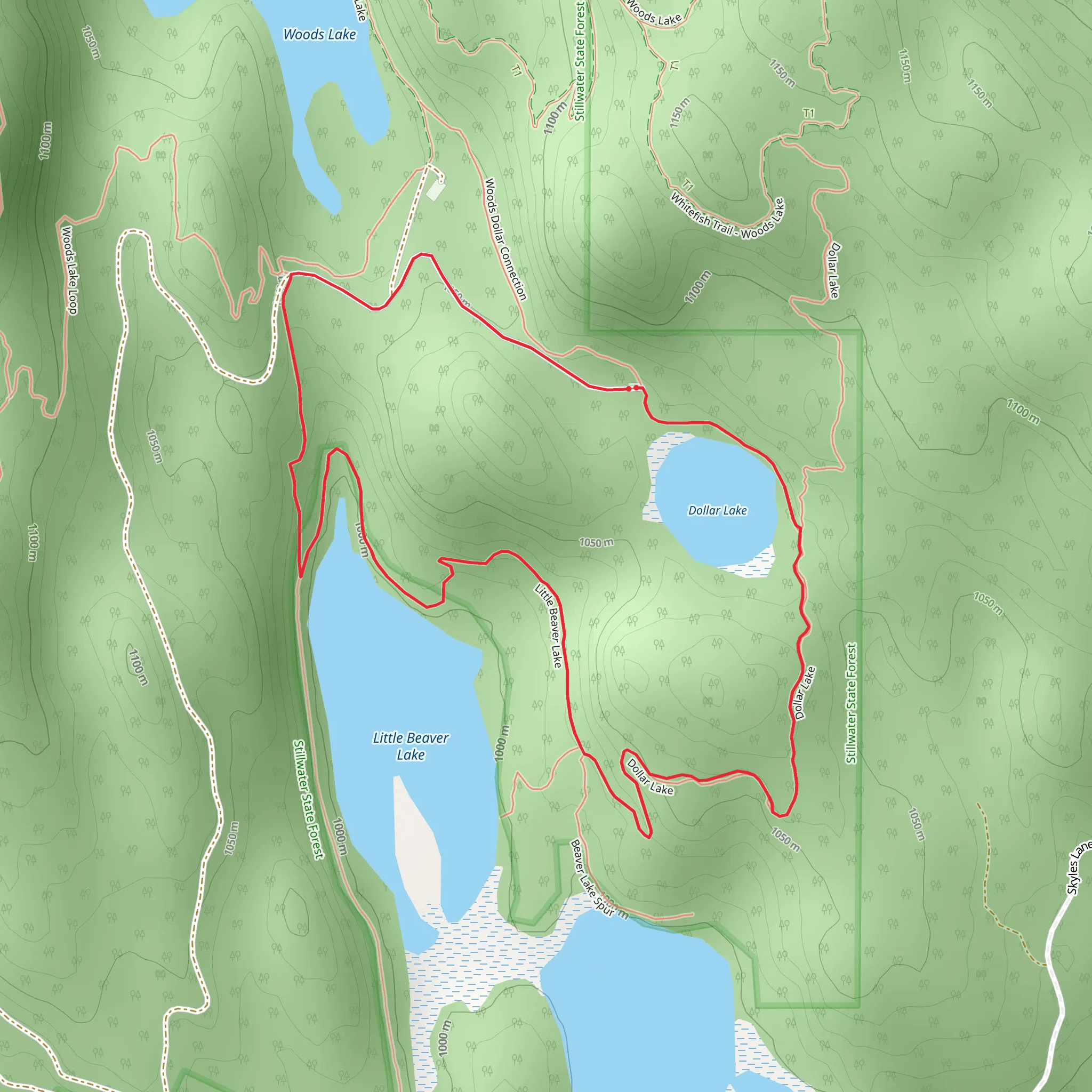 Dollar Lake and Little Beaver Lake Loop mobile static map