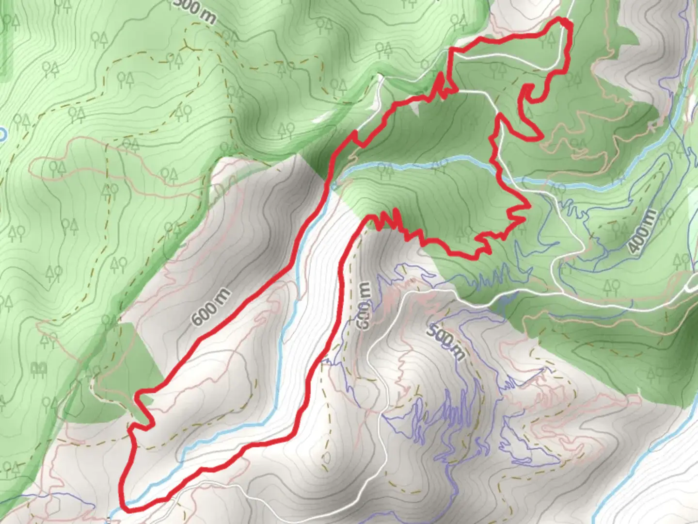 An image depicting the trail Hybrid 140 Loop Trail and its surrounding area.