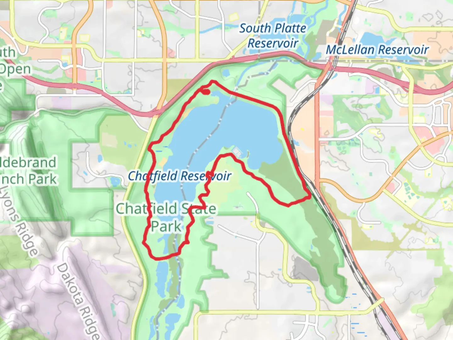 An image depicting the trail South Platter River Loop and its surrounding area.