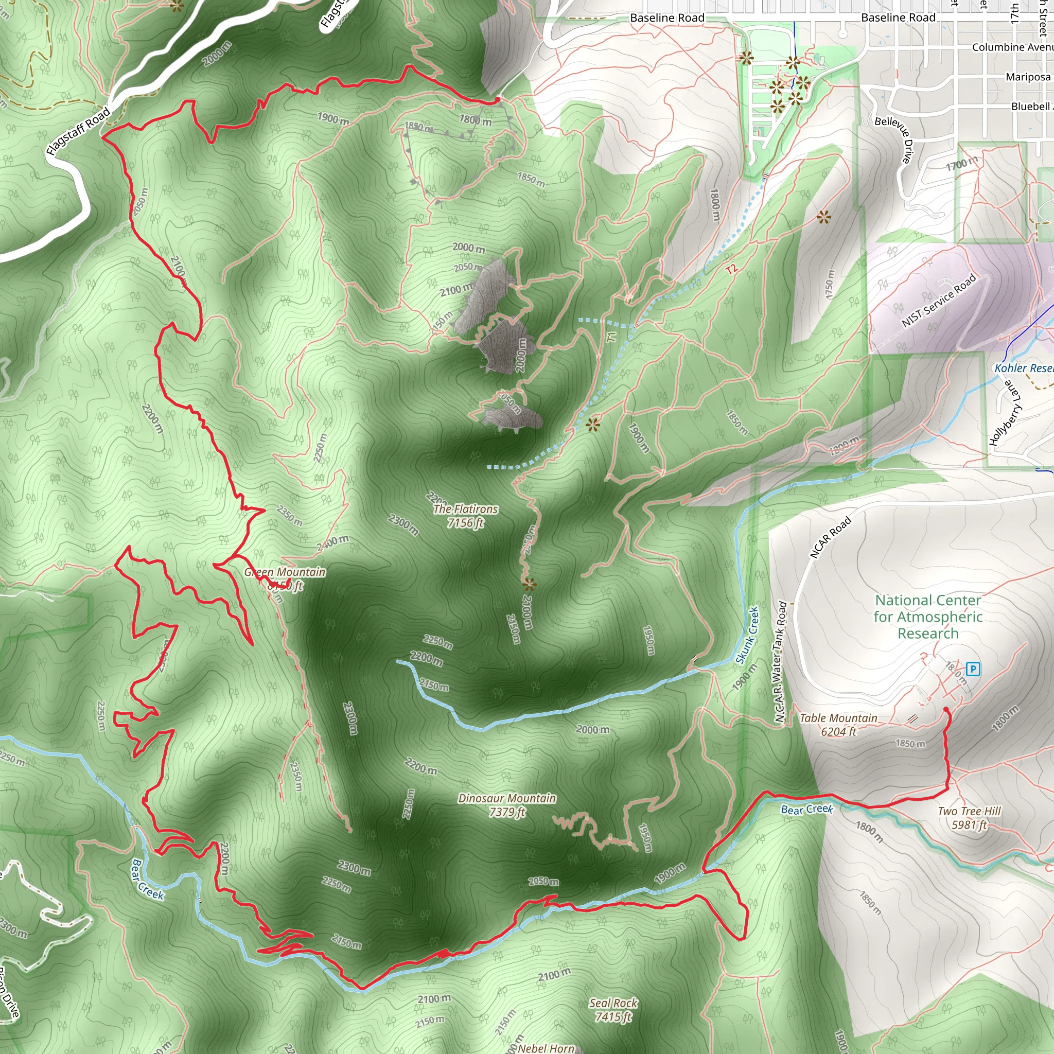 Bear Canyon, Green Mountain and Gregory Canyon Trail mobile static map
