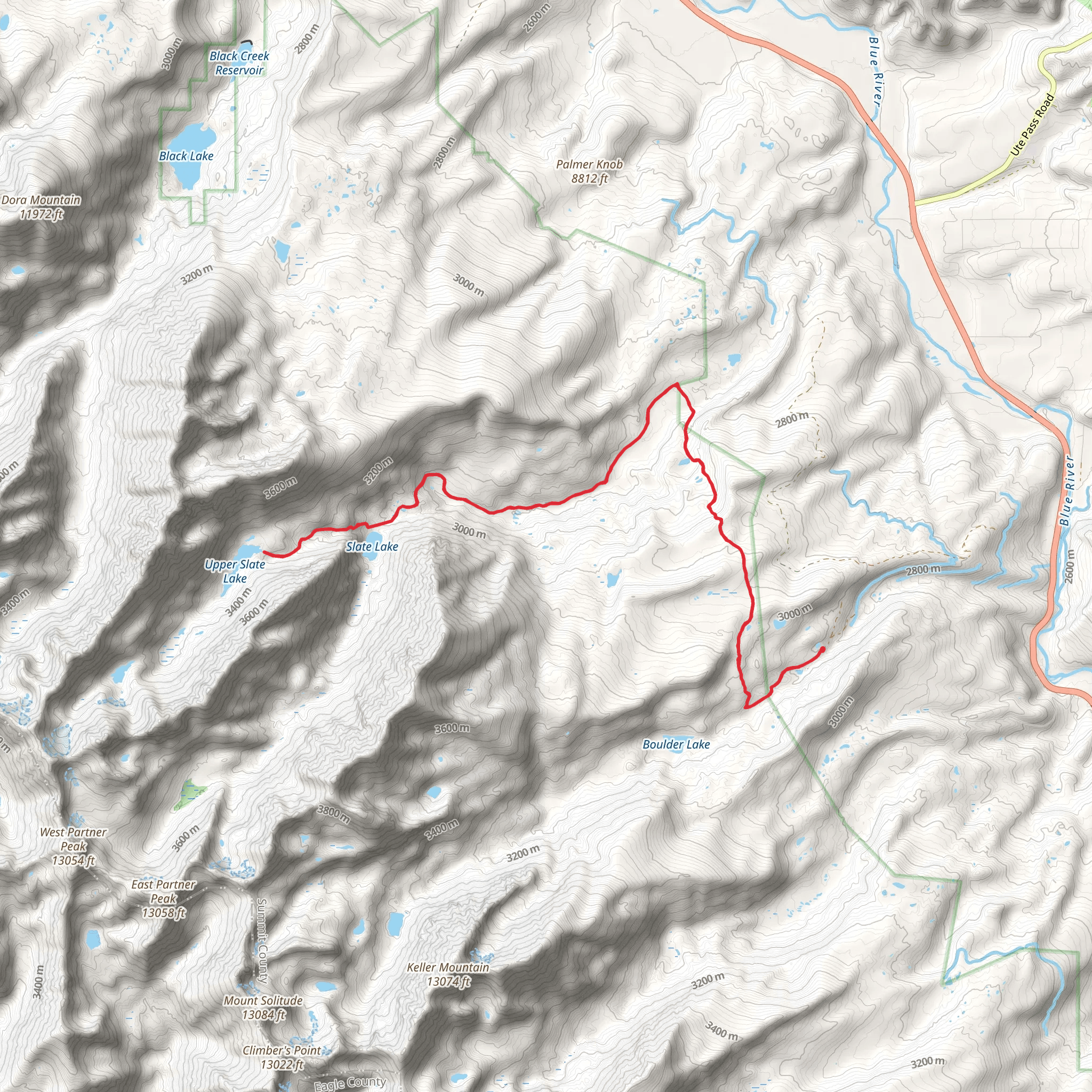 Upper Slate Lake Out and Back mobile static map
