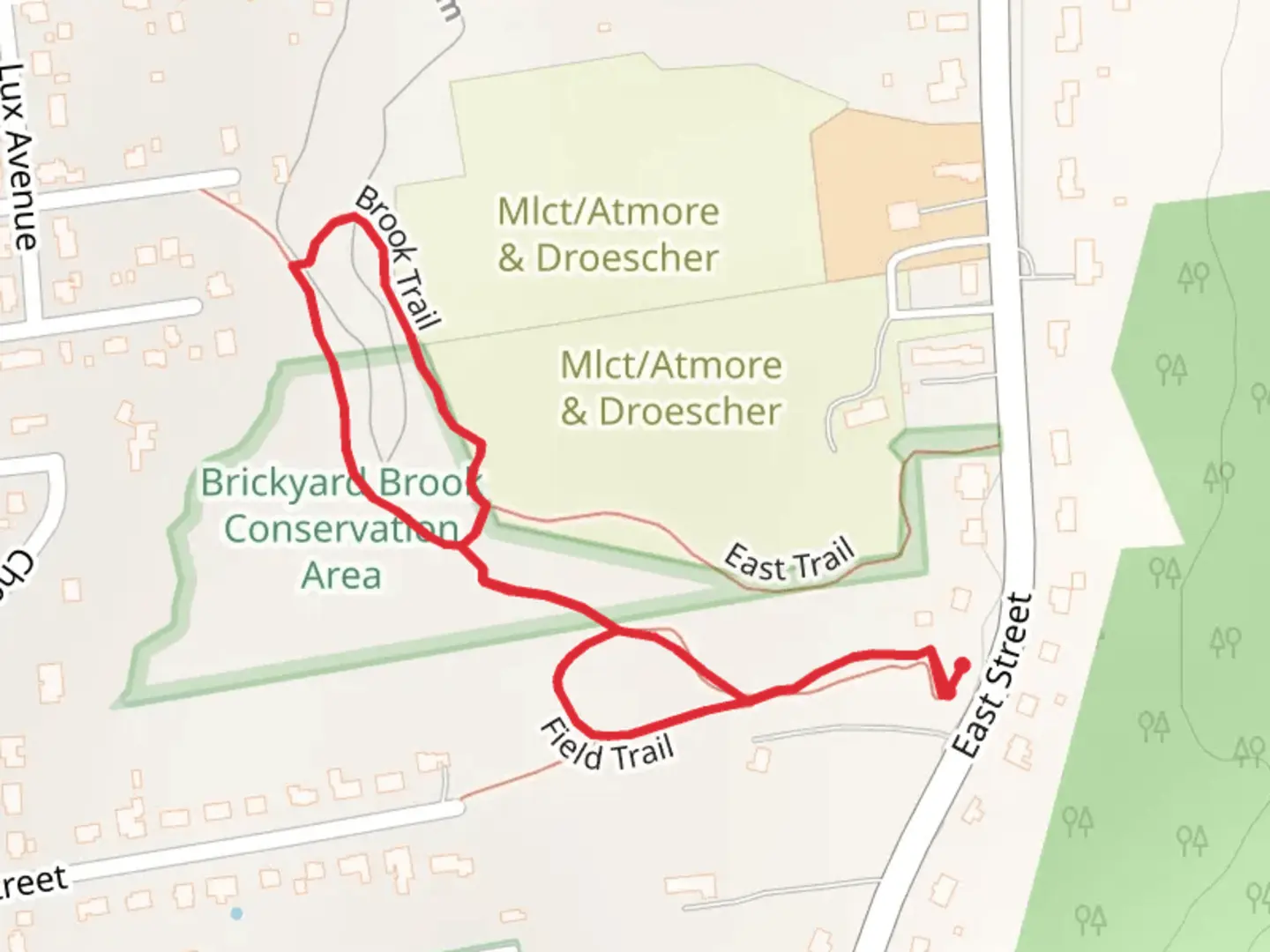 An image depicting the trail Brickyard and East Loop Trail and its surrounding area.