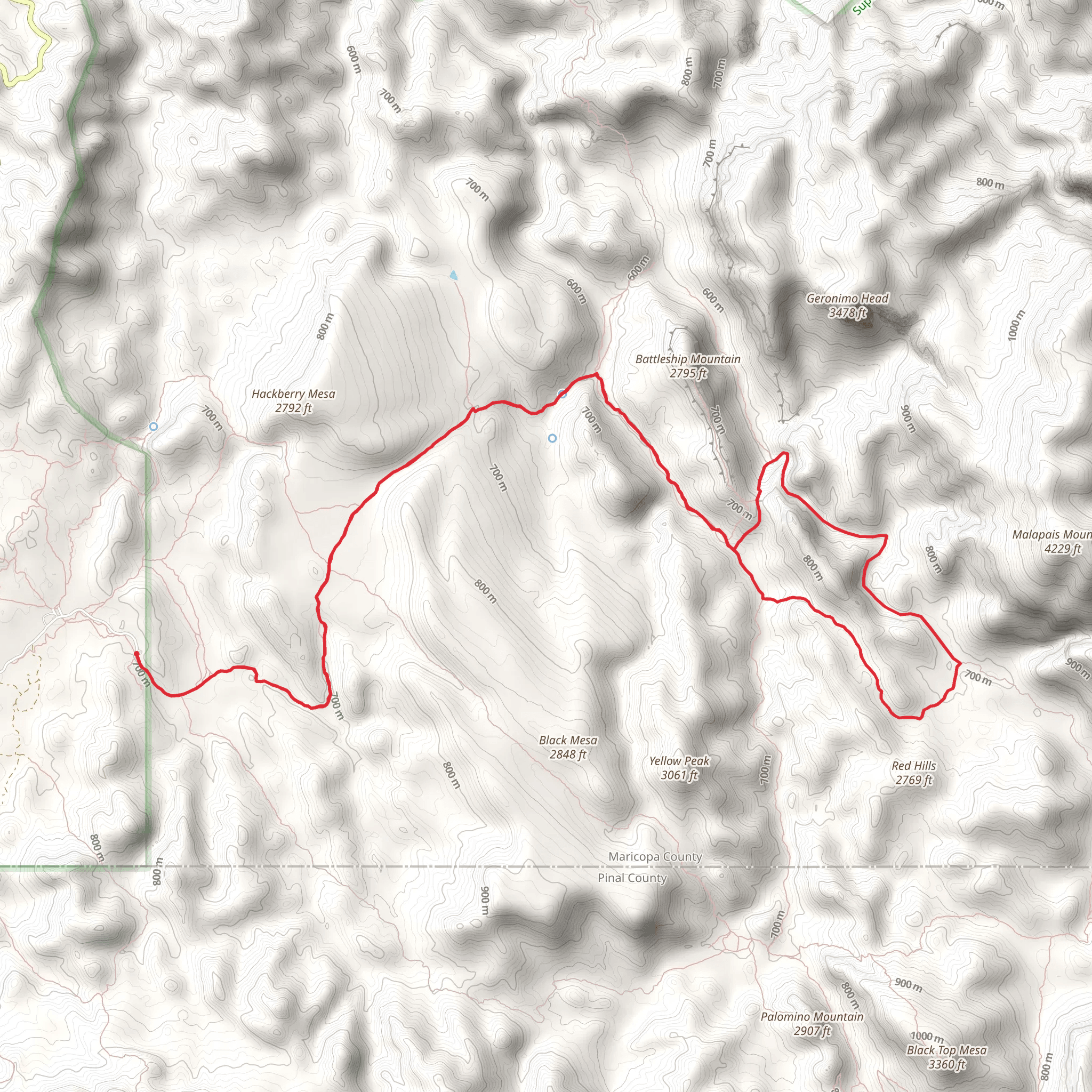 Second Water, Cavalry, La Barge Creek and La Barge Pool Loop Trail mobile static map