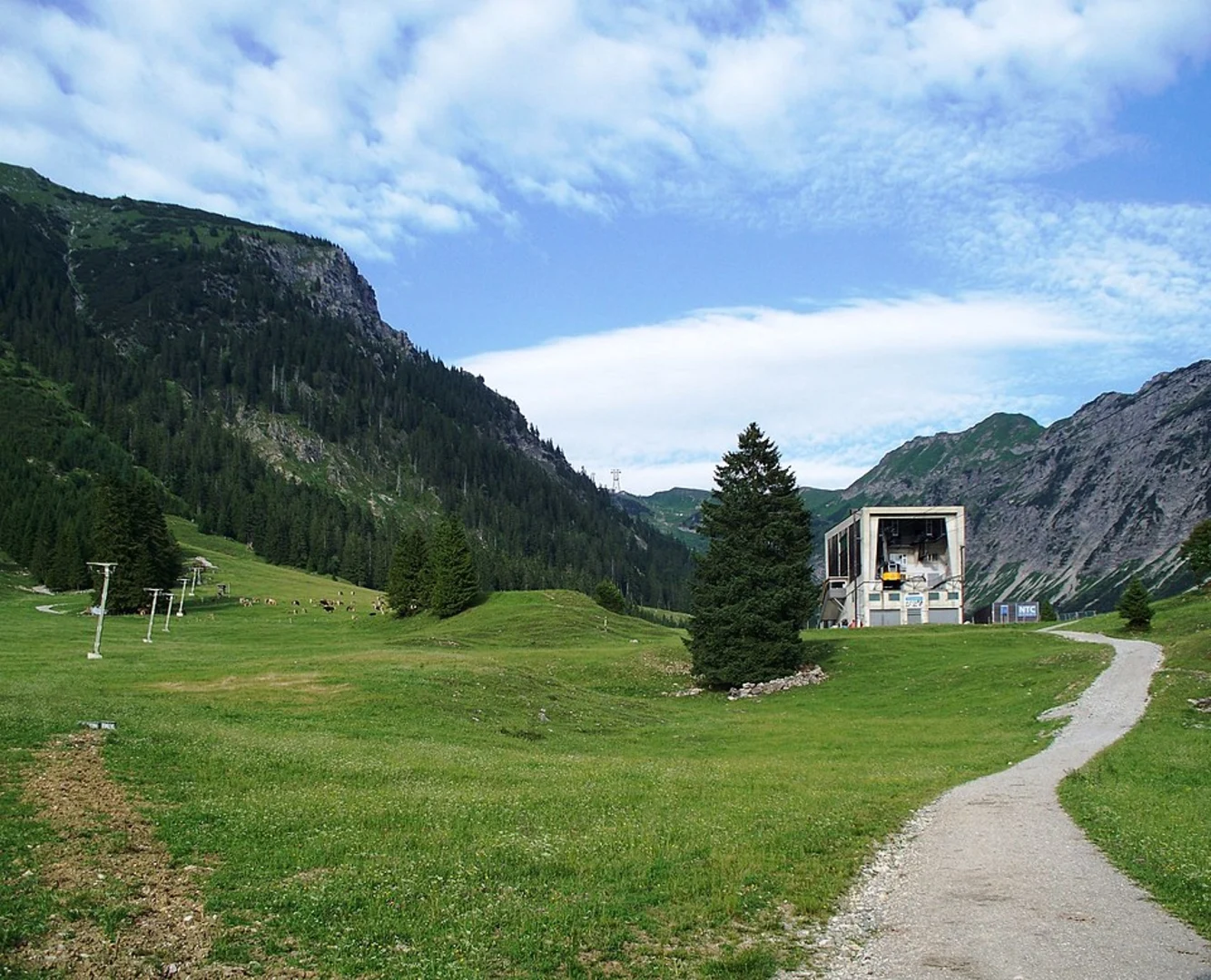 An image depicting the trail Unterer Gaisalpsee and Rubihorn Nebengipfel via Wanderwegenetz Oberstdorf and its surrounding area.