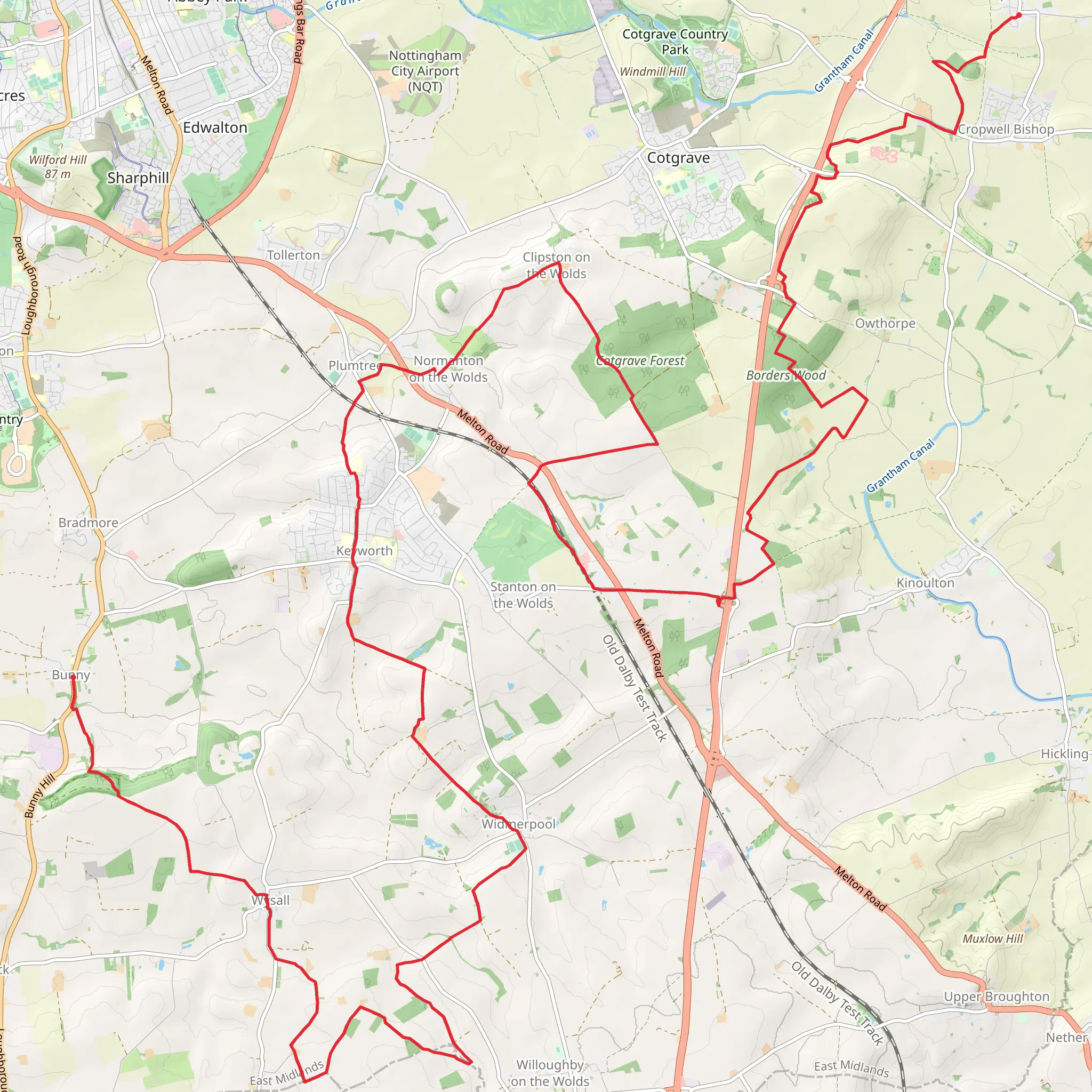 Notts Wolds Way mobile static map