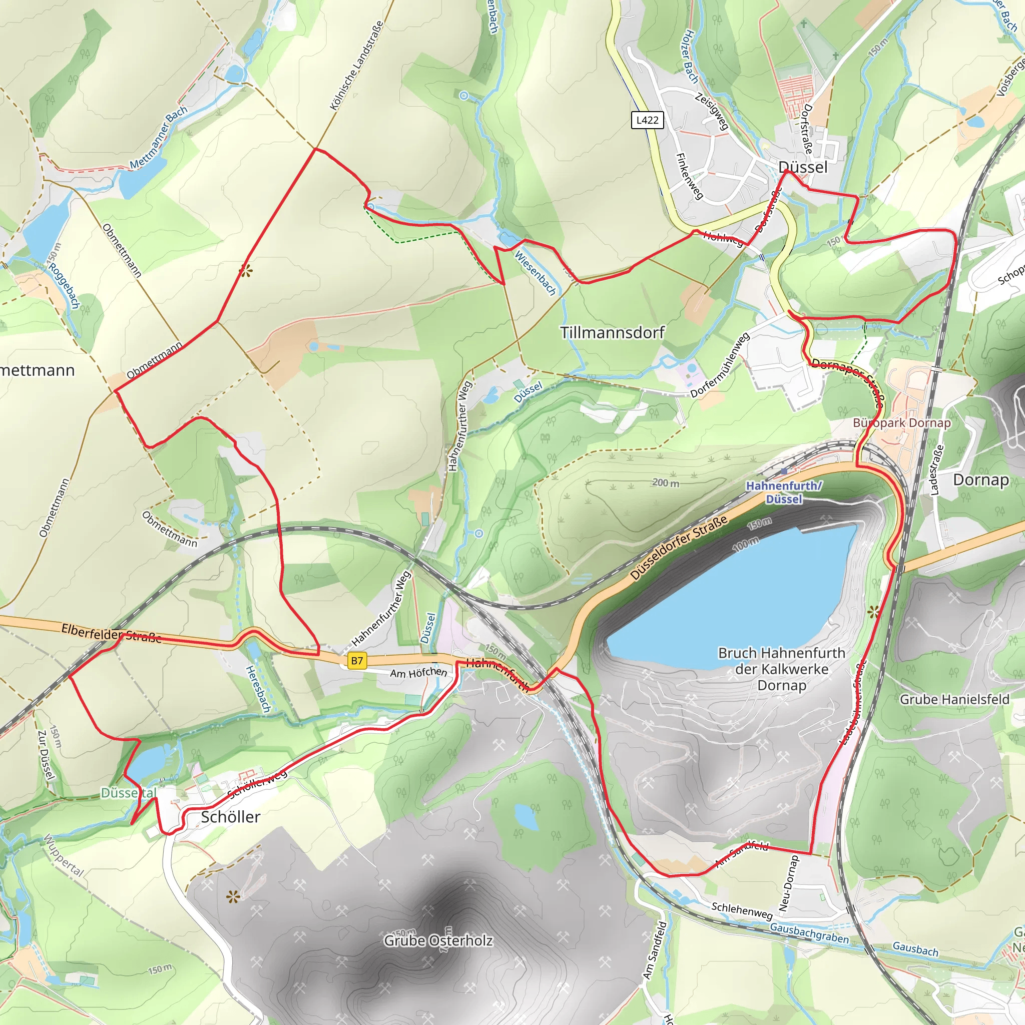 Kalkweerke Dornap, Rittergut Scholler and Schlingensiepen Loop mobile static map