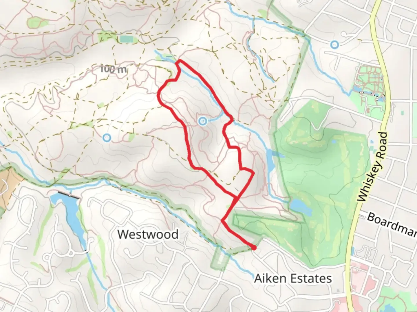 An image depicting the trail Valley of the Magnolias Loop and its surrounding area.
