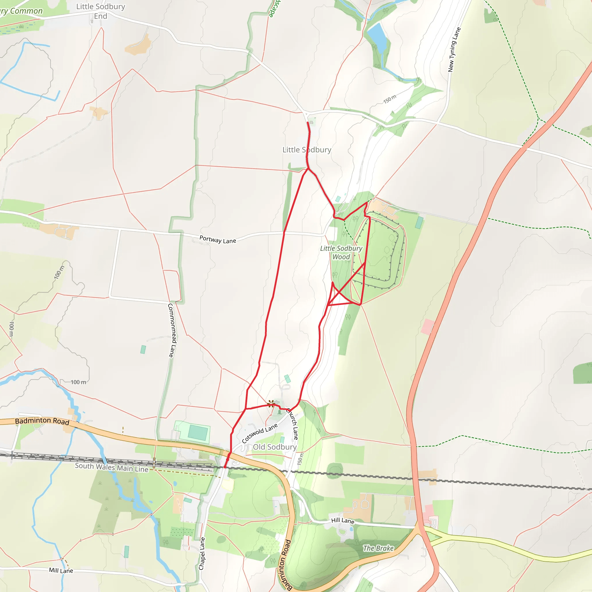 Old Sodbury to Little Sodbury Walk mobile static map
