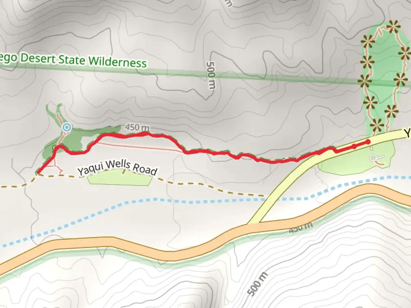 An image depicting the trail Yaqui Well Nature Trail and its surrounding area.