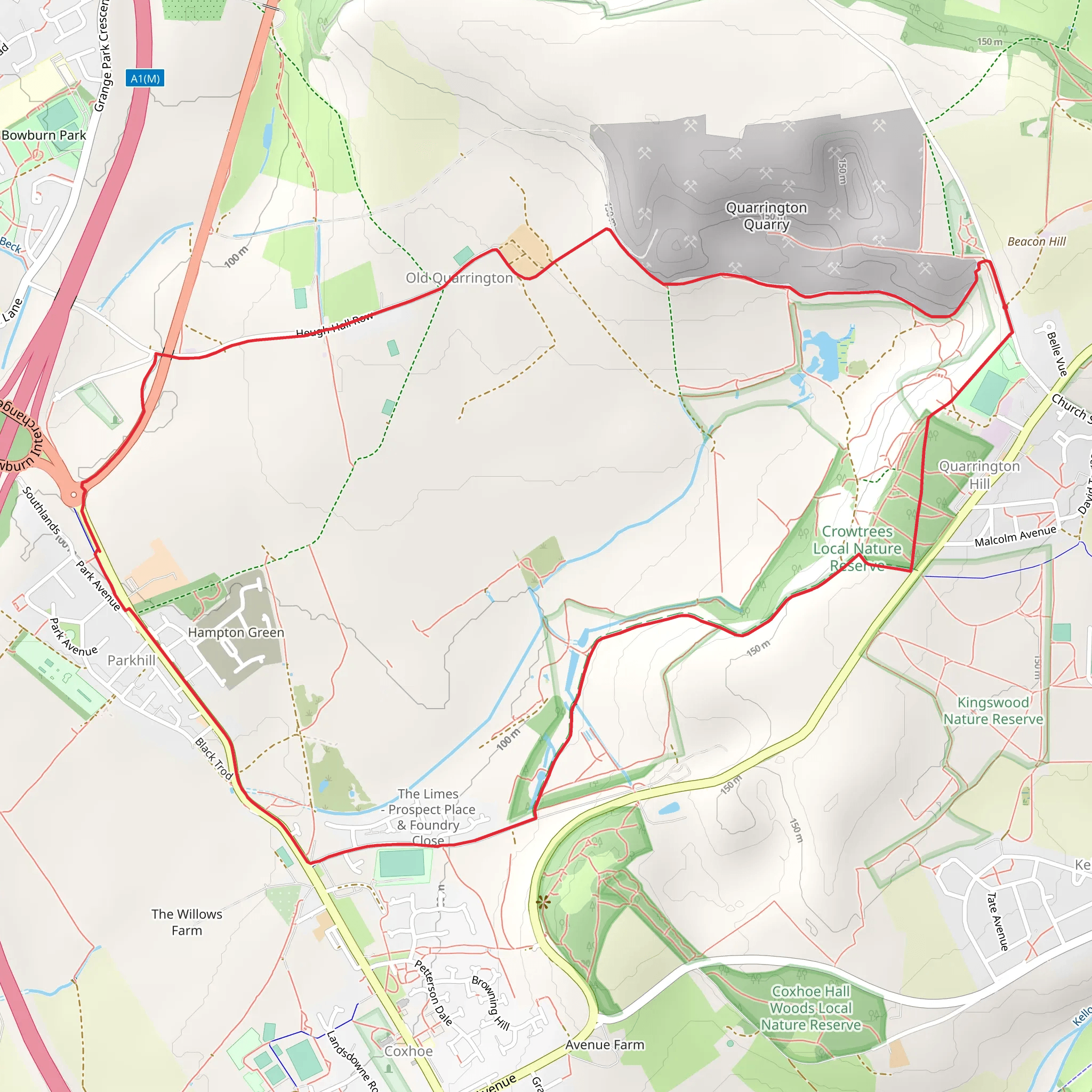 Quarrington Hill and Parkhill Loop mobile static map