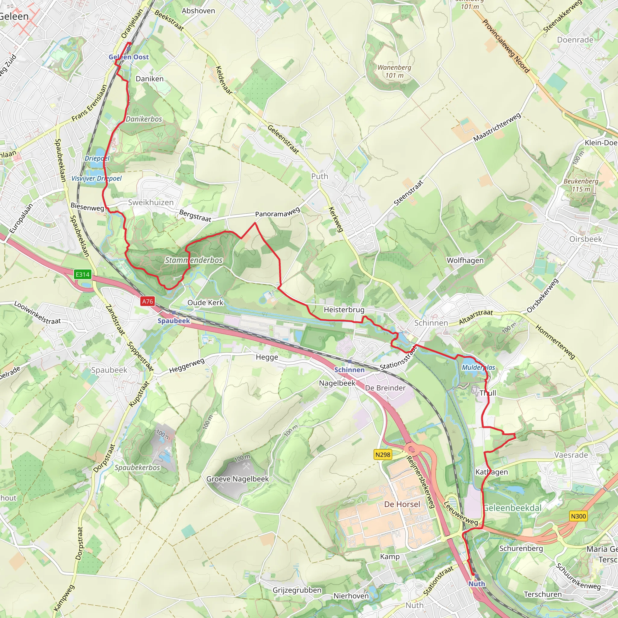 Visvijver der Oude Markt and Mulderplas via Schinnen and Nuth Nu01 Droepnaasroute mobile static map