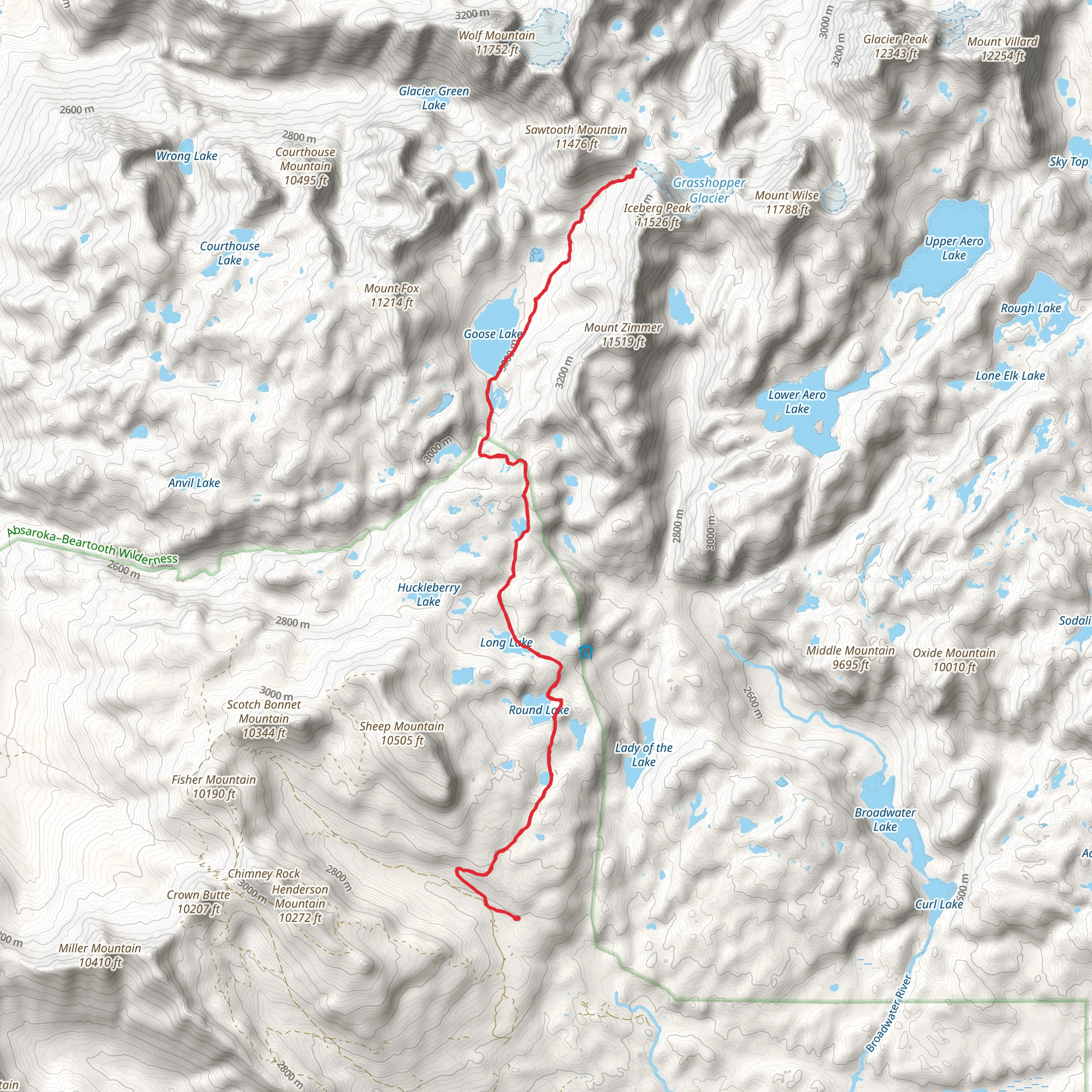 Grasshopper Glacier Trail mobile static map