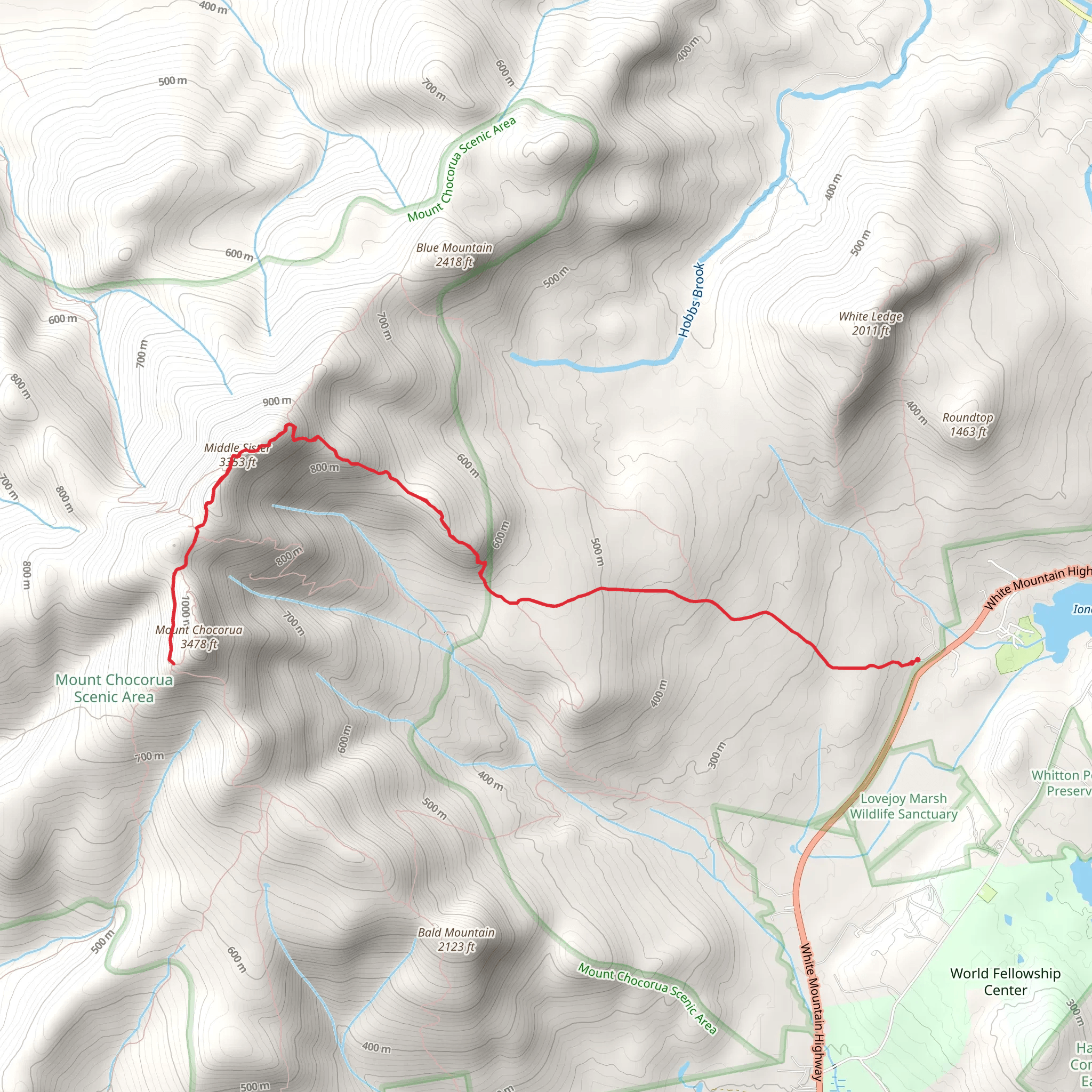 West Side Trail and Mount Middle Sister via Carter Ledge Trail mobile static map