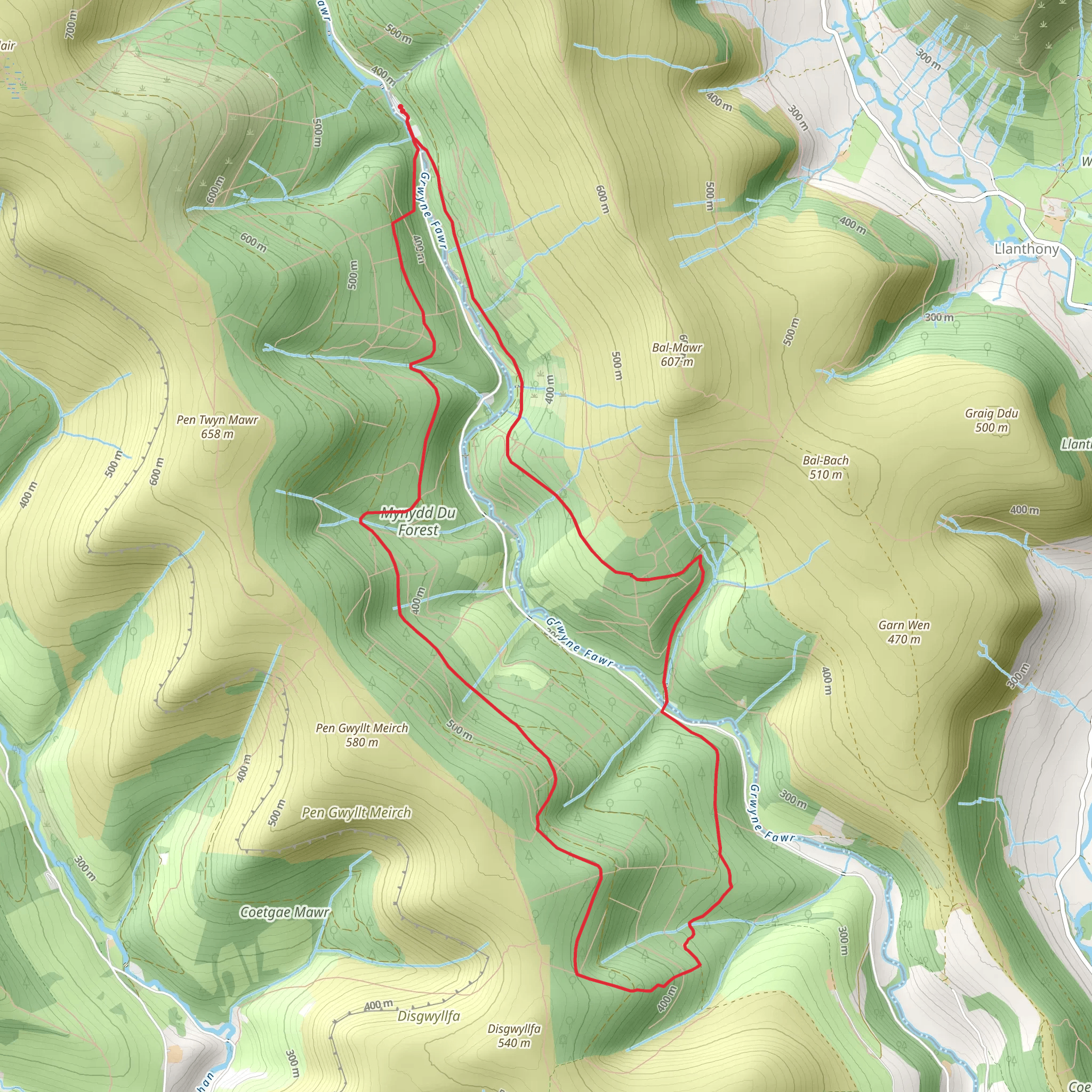 Mynydd Du Forest Loop mobile static map