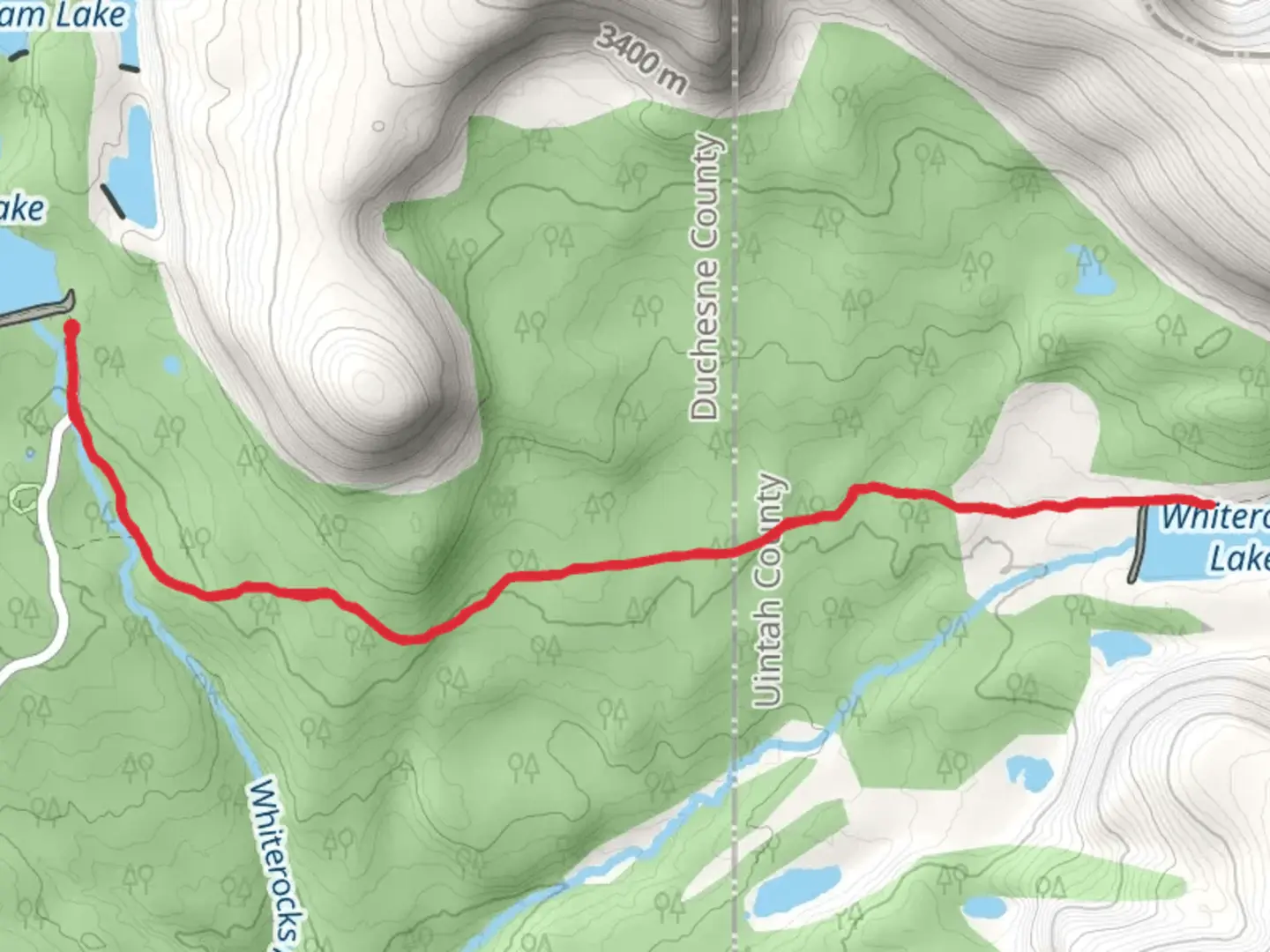 An image depicting the trail Whiterocks Lake via Uinta Highline Trail and its surrounding area.