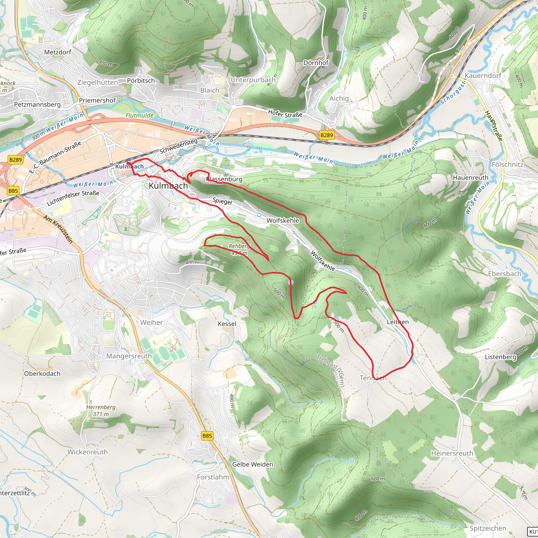 Frankenwald Steigla Rehberg Weg mobile static map