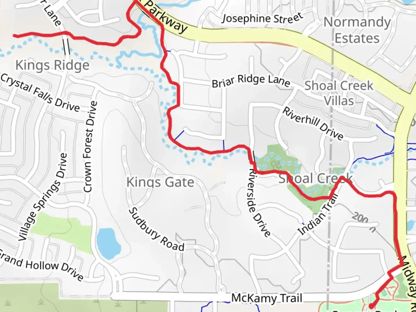 An image depicting the trail Shady Brook Trail and its surrounding area.