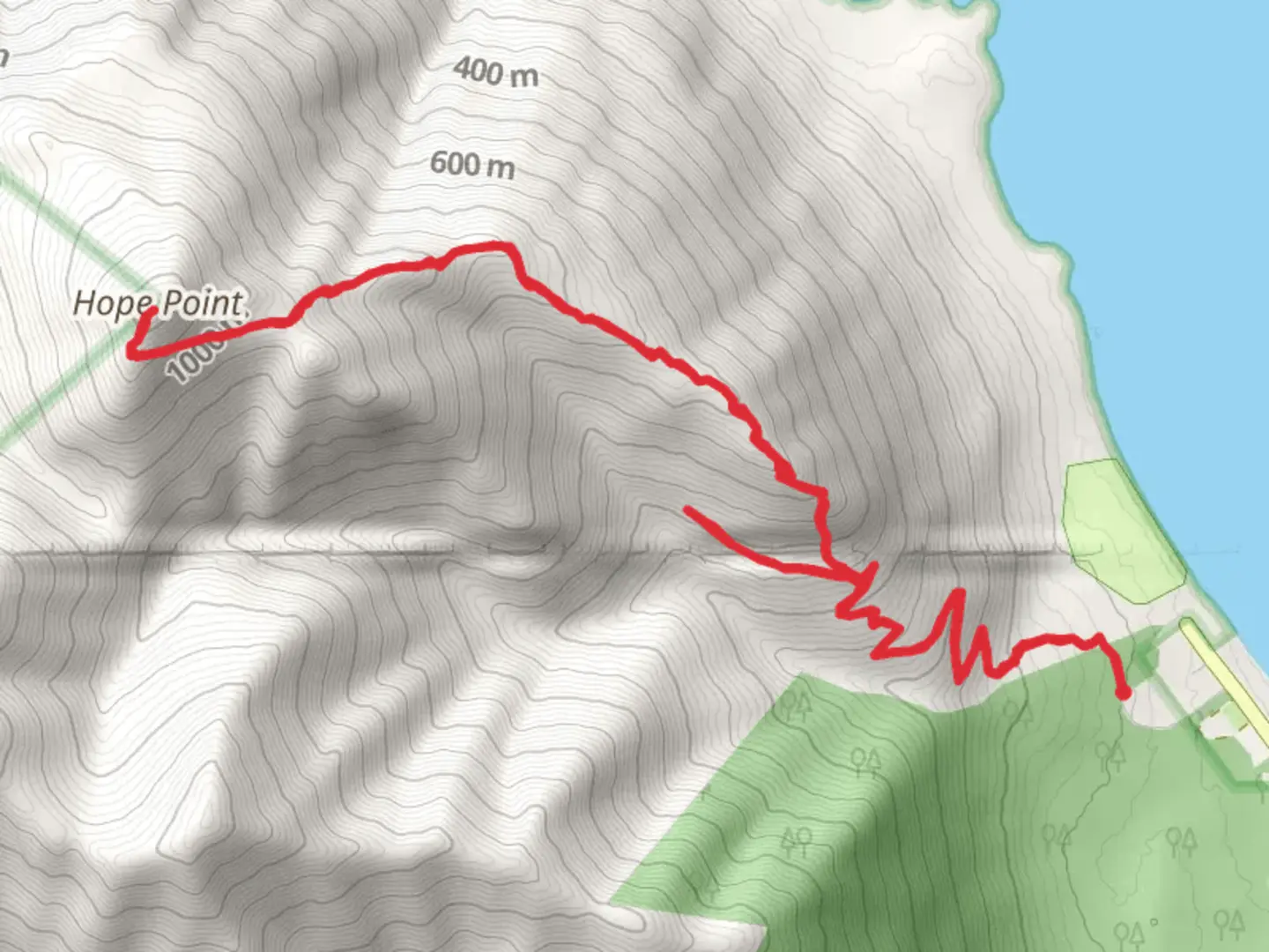 An image depicting the trail Hope Point Trail and its surrounding area.