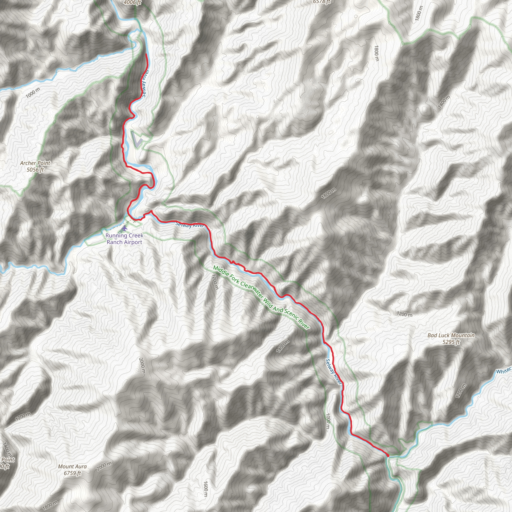 Selway River Trail mobile static map